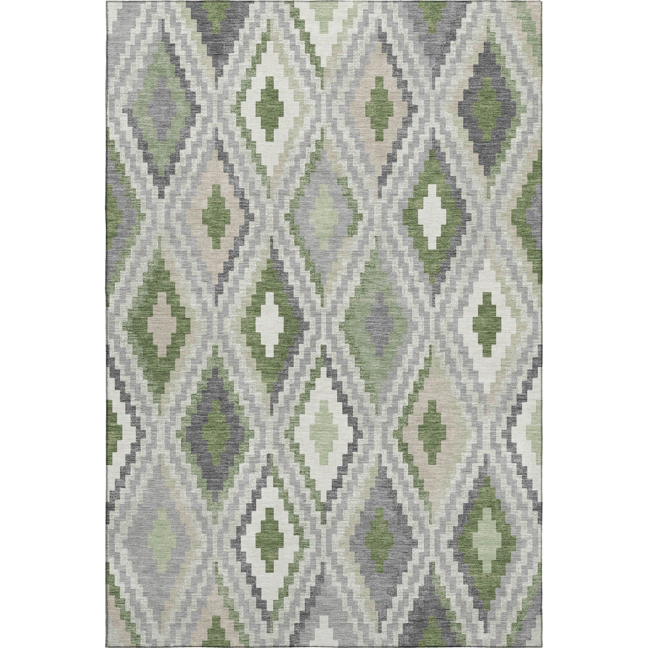 Kathmandu Machine Washable Transitional Fern Green Rug 3' x 5' #shape_Rectangle