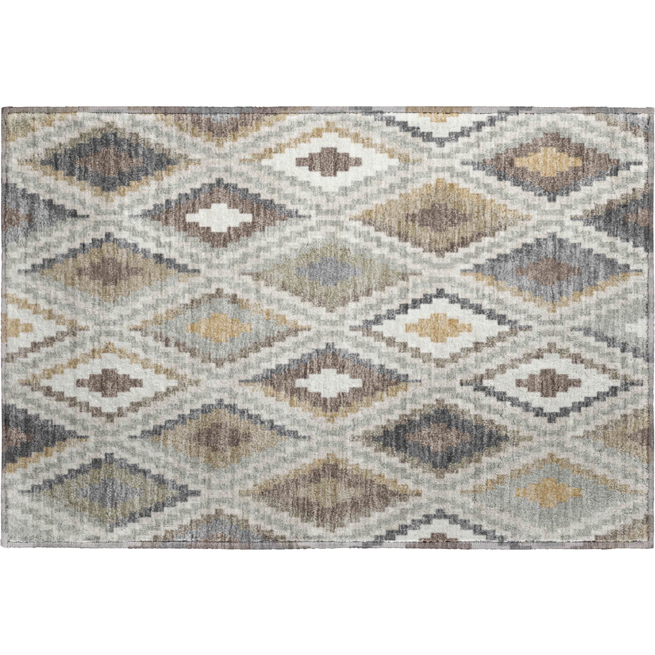 Kathmandu Machine Washable Transitional Taupe Brown Rug 1'8" x 2'6" #shape_Rectangle
