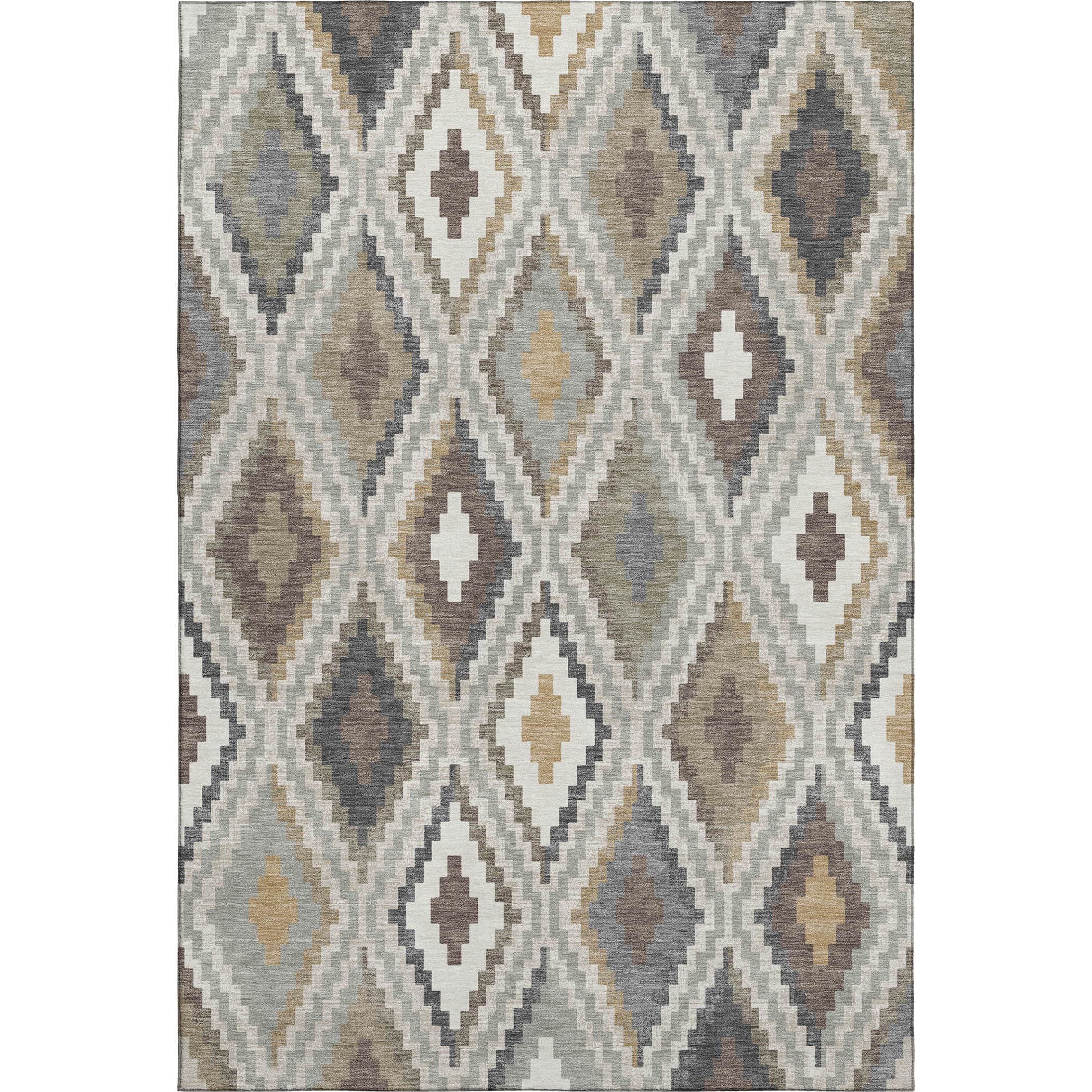 Kathmandu Machine Washable Transitional Taupe Brown Rug 3' x 5' #shape_Rectangle