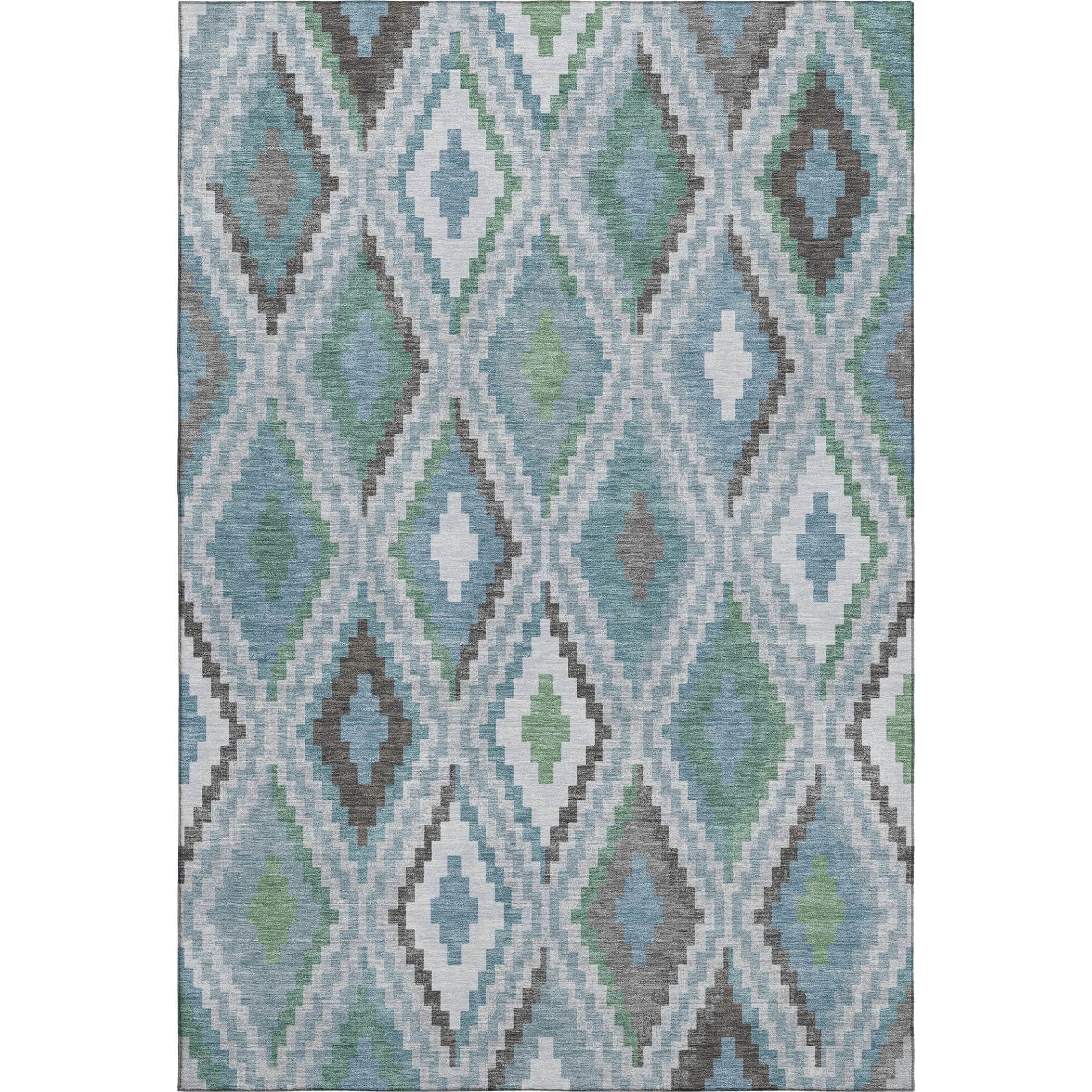Kathmandu Machine Washable Transitional Teal Rug 3' x 5' #shape_Rectangle