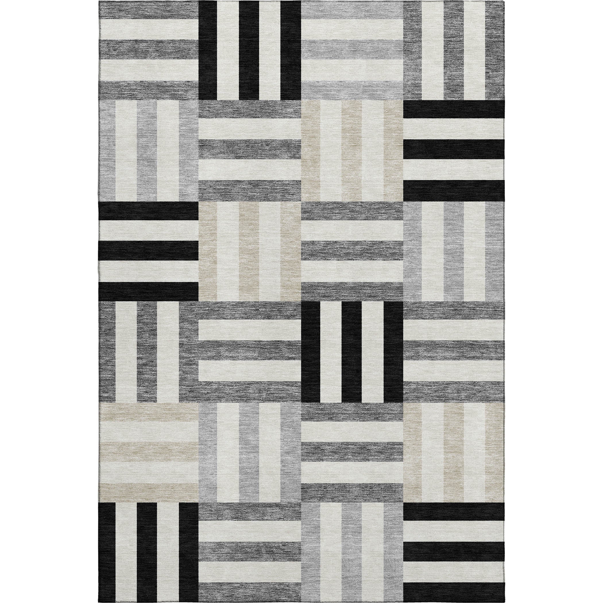 Bruges Machine Washable Transitional Black Rug 3' x 5' #shape_Rectangle