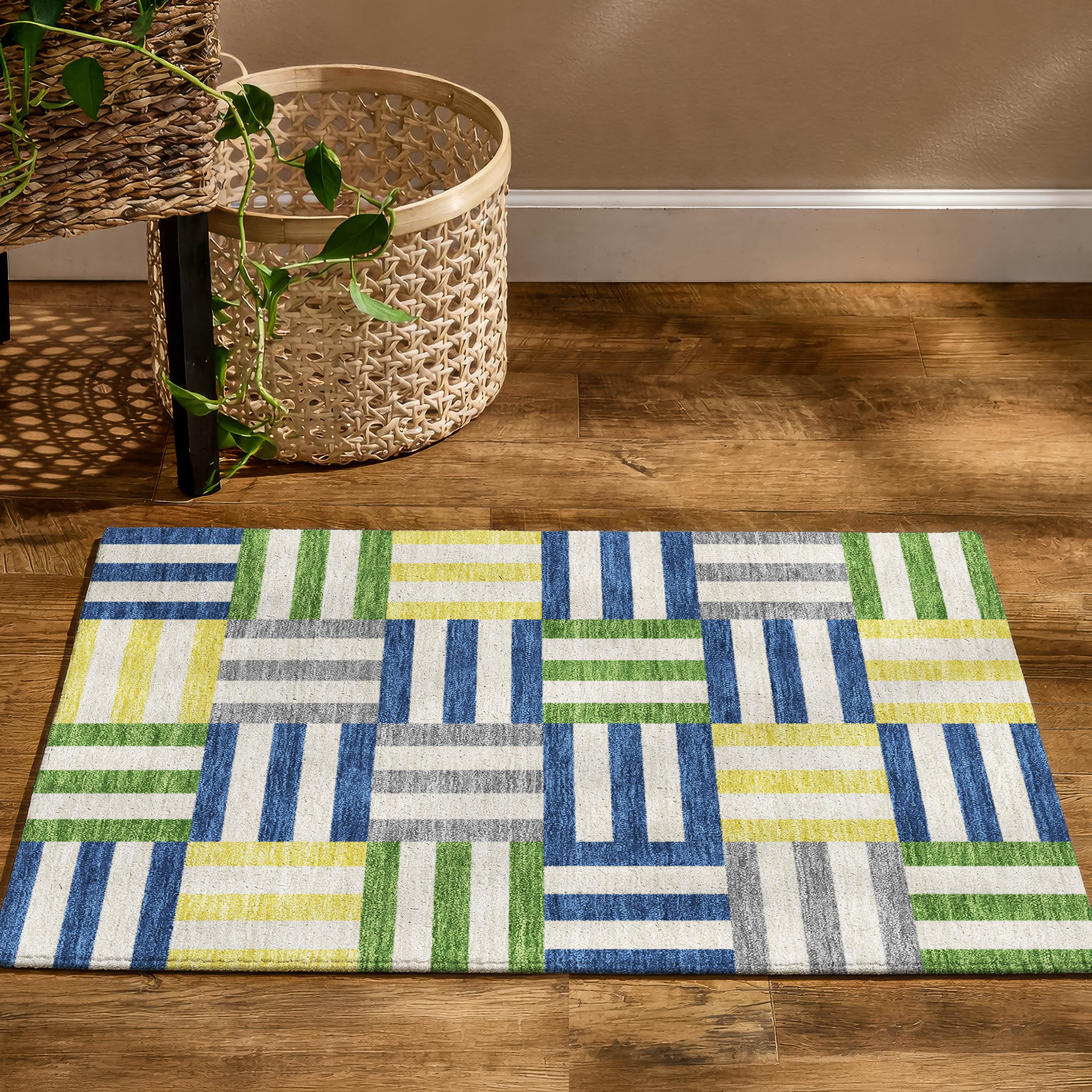 Bruges Machine Washable Transitional Blue Rug 1'8" x 2'6" #shape_Rectangle
