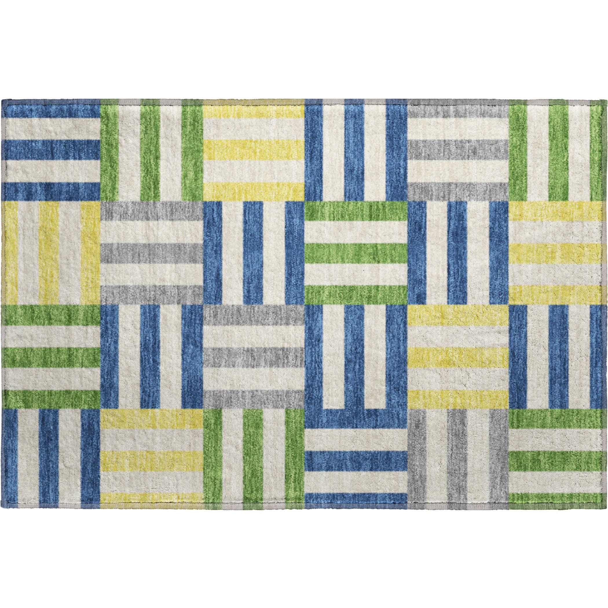 Bruges Machine Washable Transitional Blue Rug 1'8" x 2'6" #shape_Rectangle