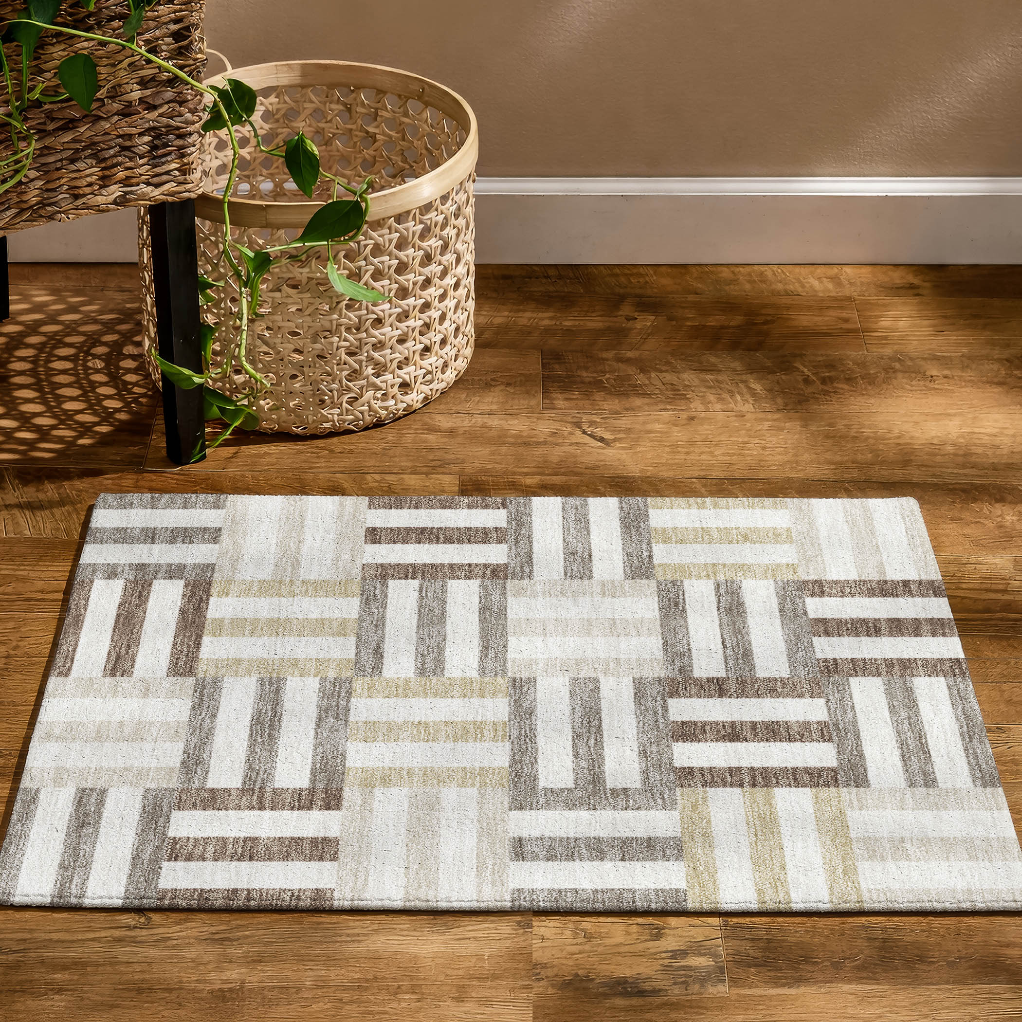 Bruges Machine Washable Transitional Ivory Rug 1'8" x 2'6" #shape_Rectangle
