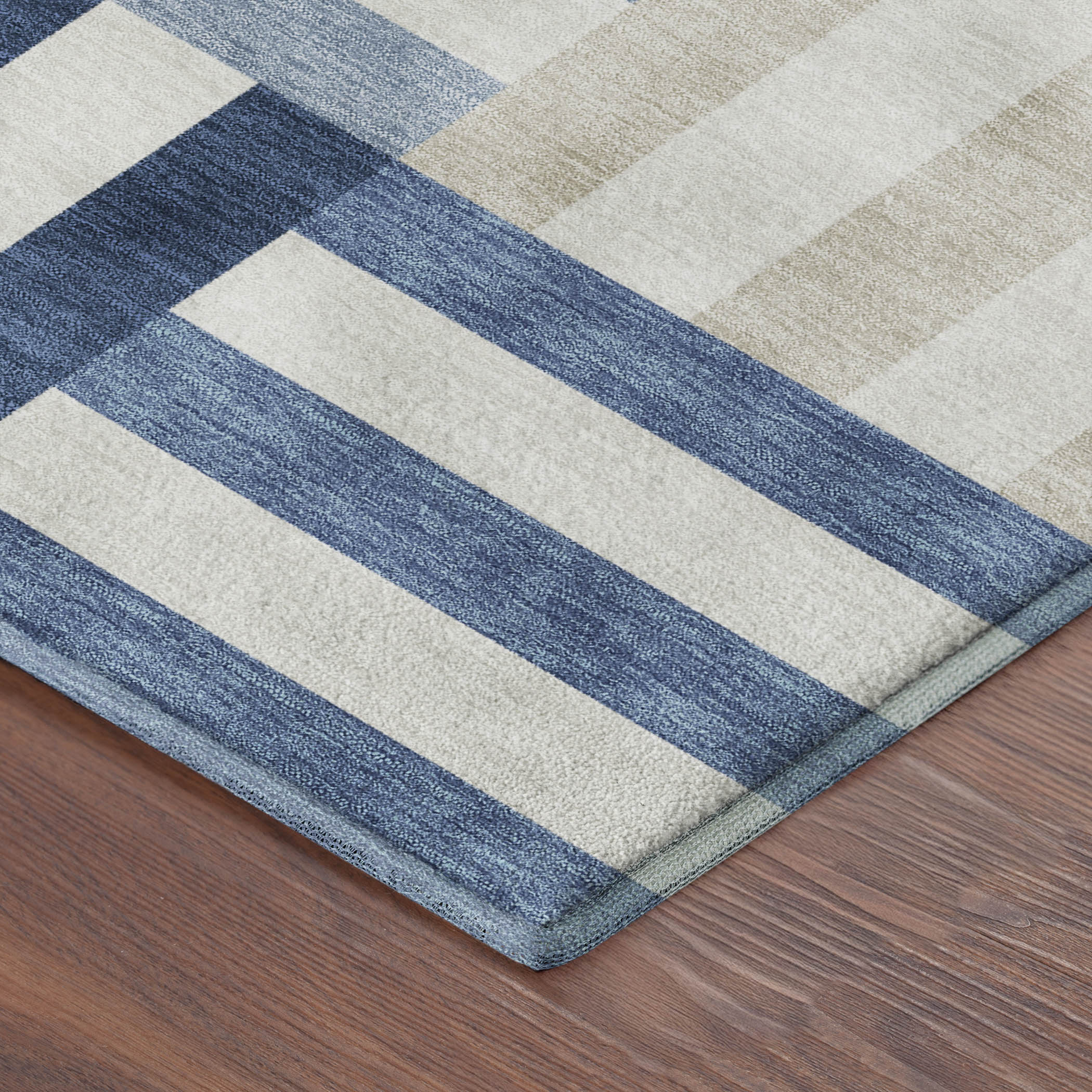 Bruges Machine Washable Transitional Navy Blue Rug 1'8" x 2'6" #shape_Rectangle