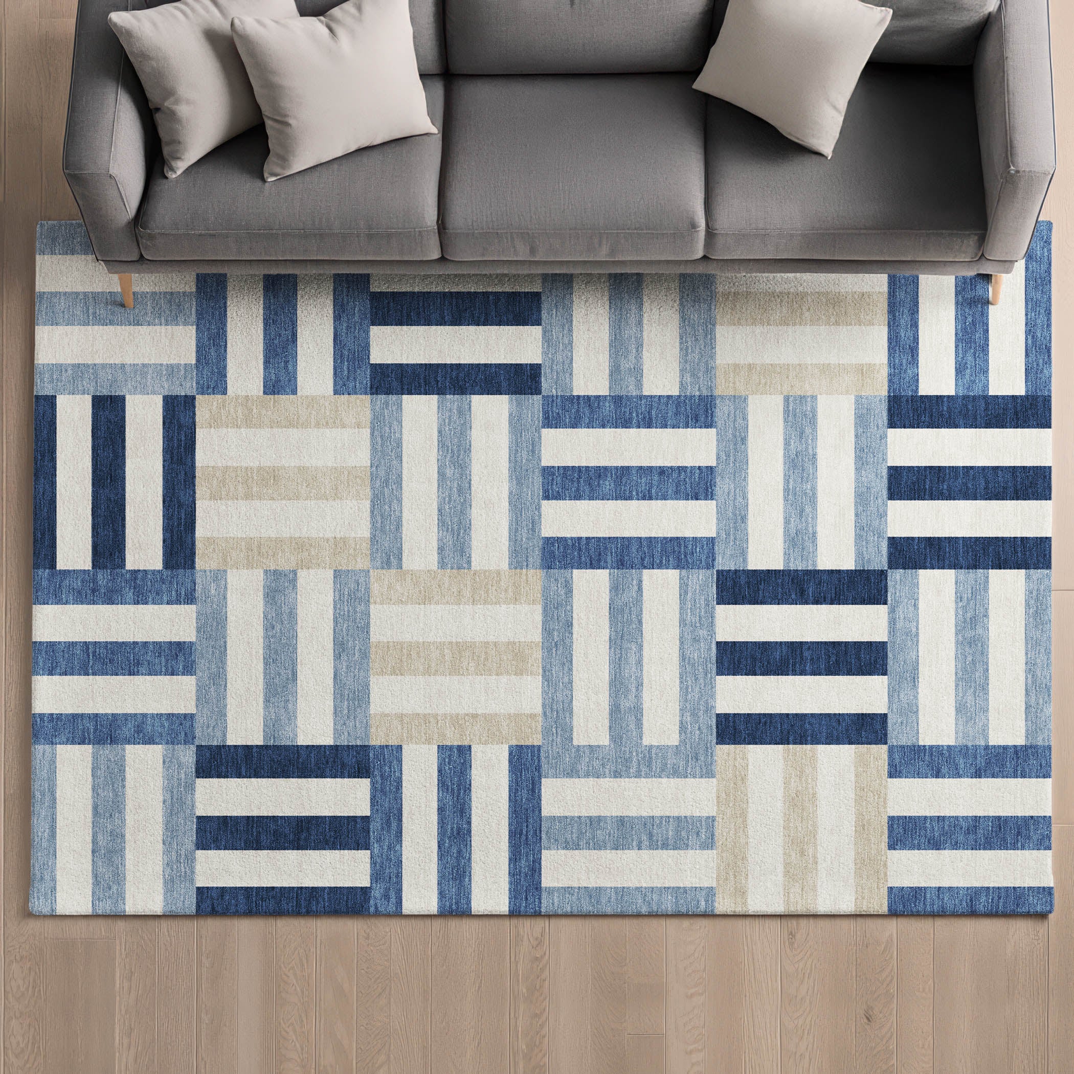 Bruges Machine Washable Transitional Navy Blue Rug 3' x 5' #shape_Rectangle