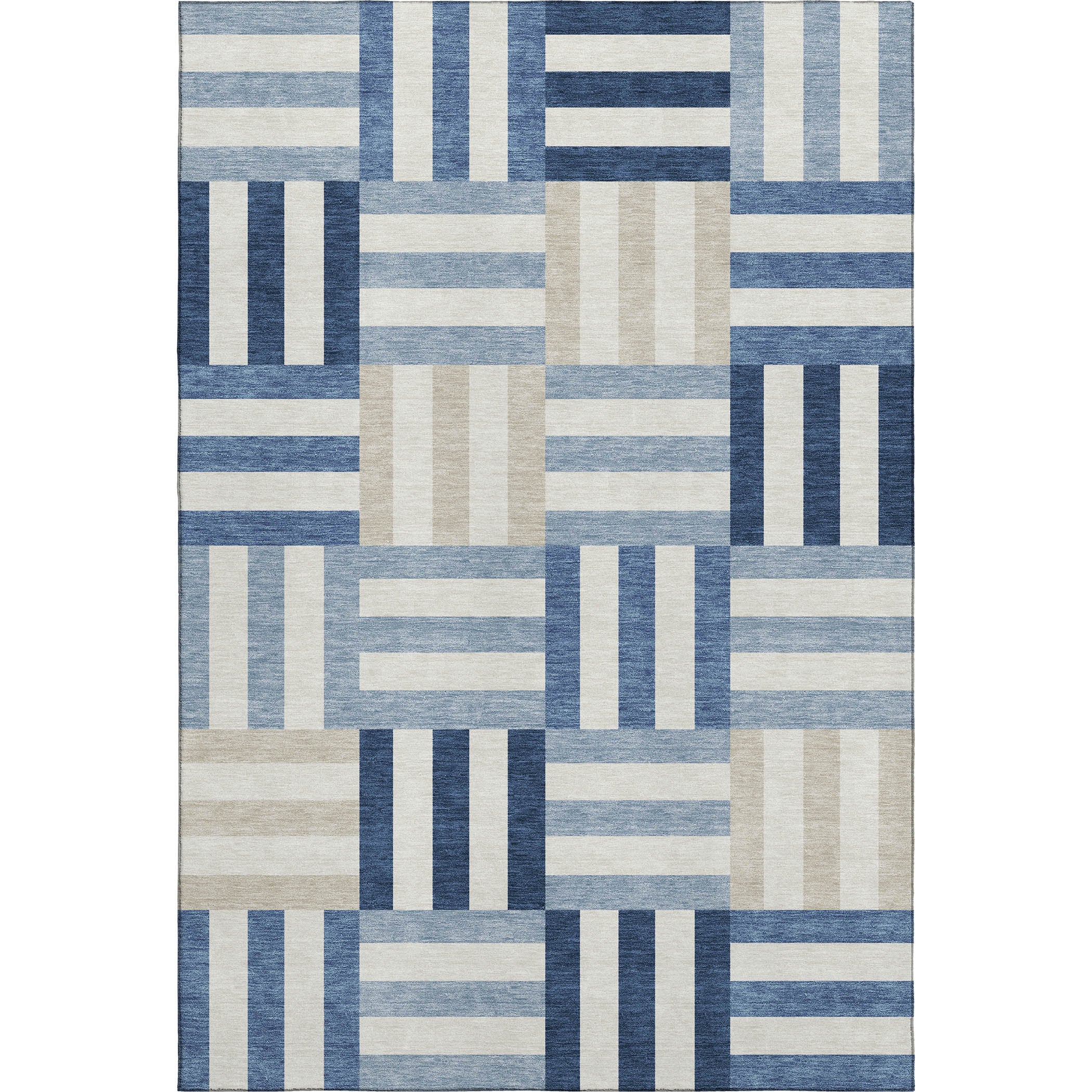 Bruges Machine Washable Transitional Navy Blue Rug 3' x 5' #shape_Rectangle