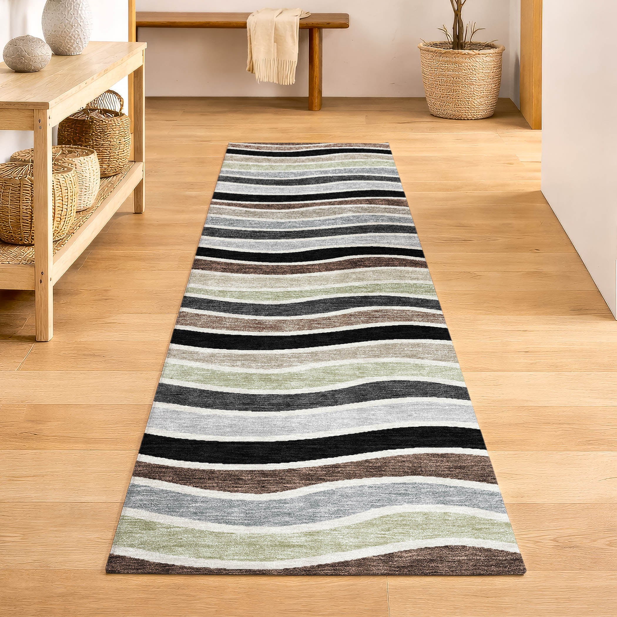 Marrakech Machine Washable Transitional Black Rug 2'3" x 7'6" #shape_Runner