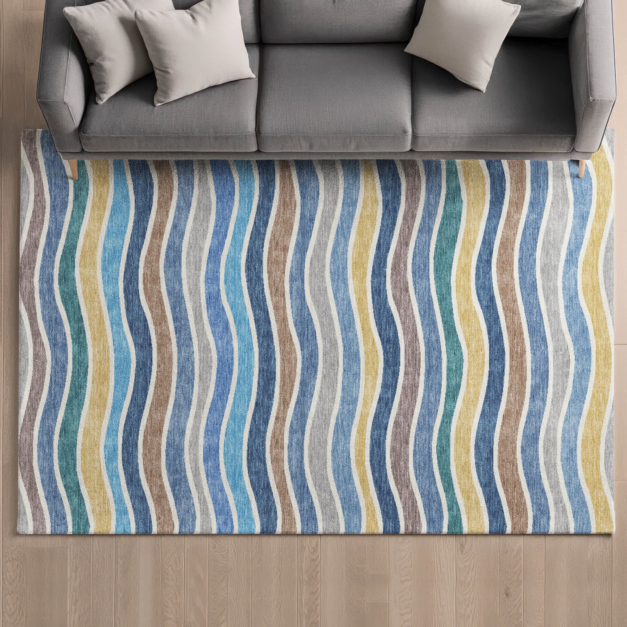 Marrakech Machine Washable Transitional Blue Rug 3' x 5' #shape_Rectangle