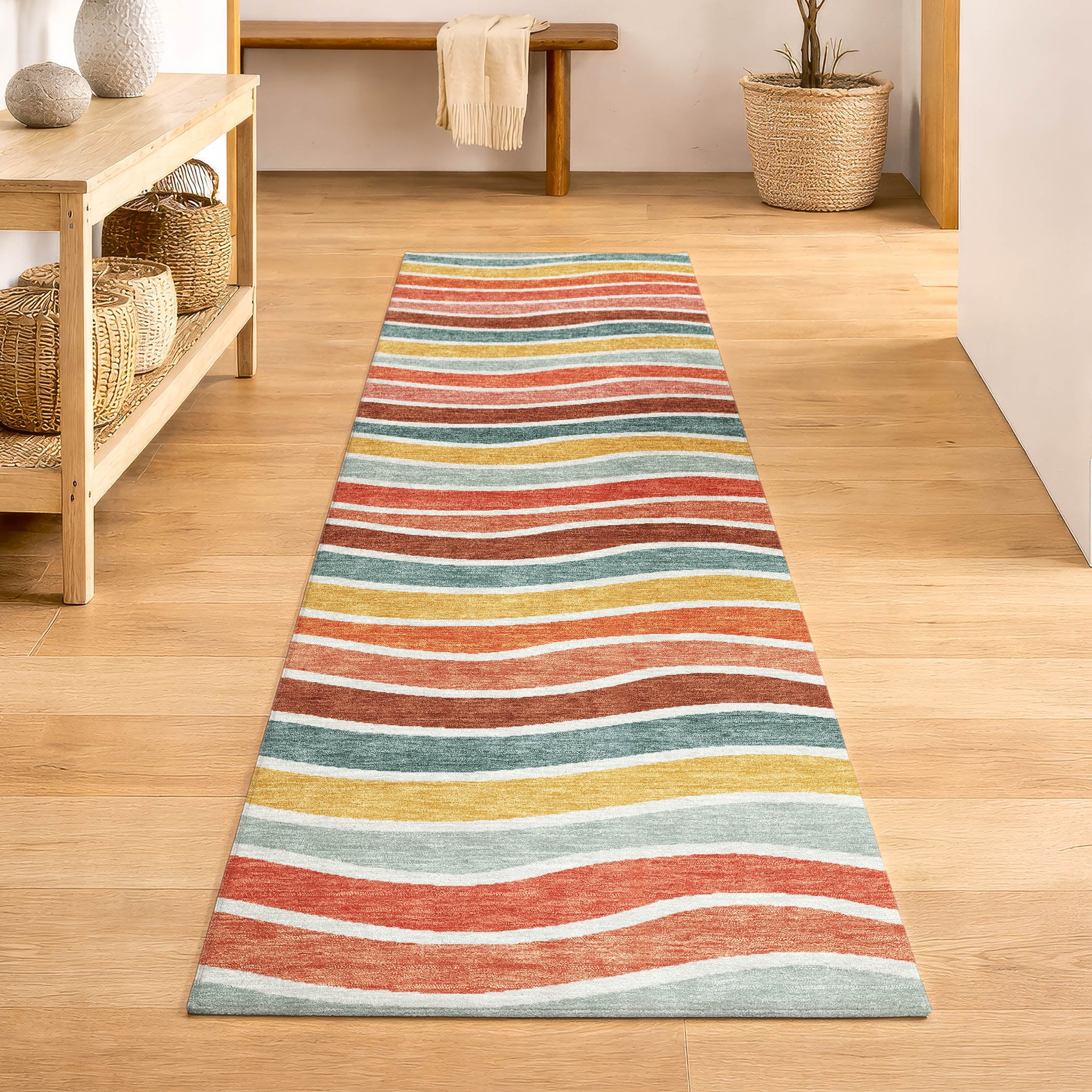 Marrakech Machine Washable Transitional Coral Orange Rug 2'3" x 7'6" #shape_Runner