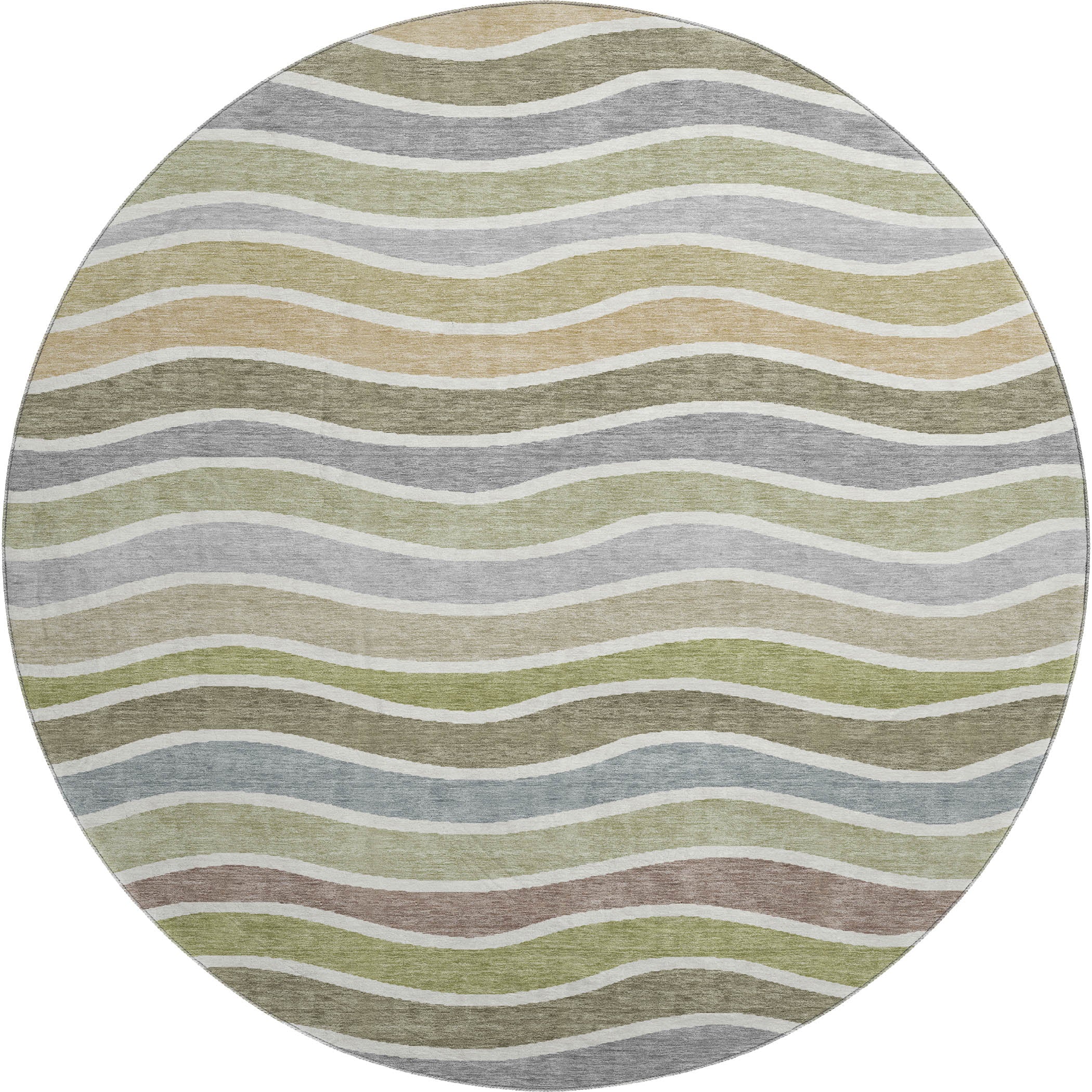 Marrakech Machine Washable Transitional Fern Green Rug 8' x 8' #shape_Round