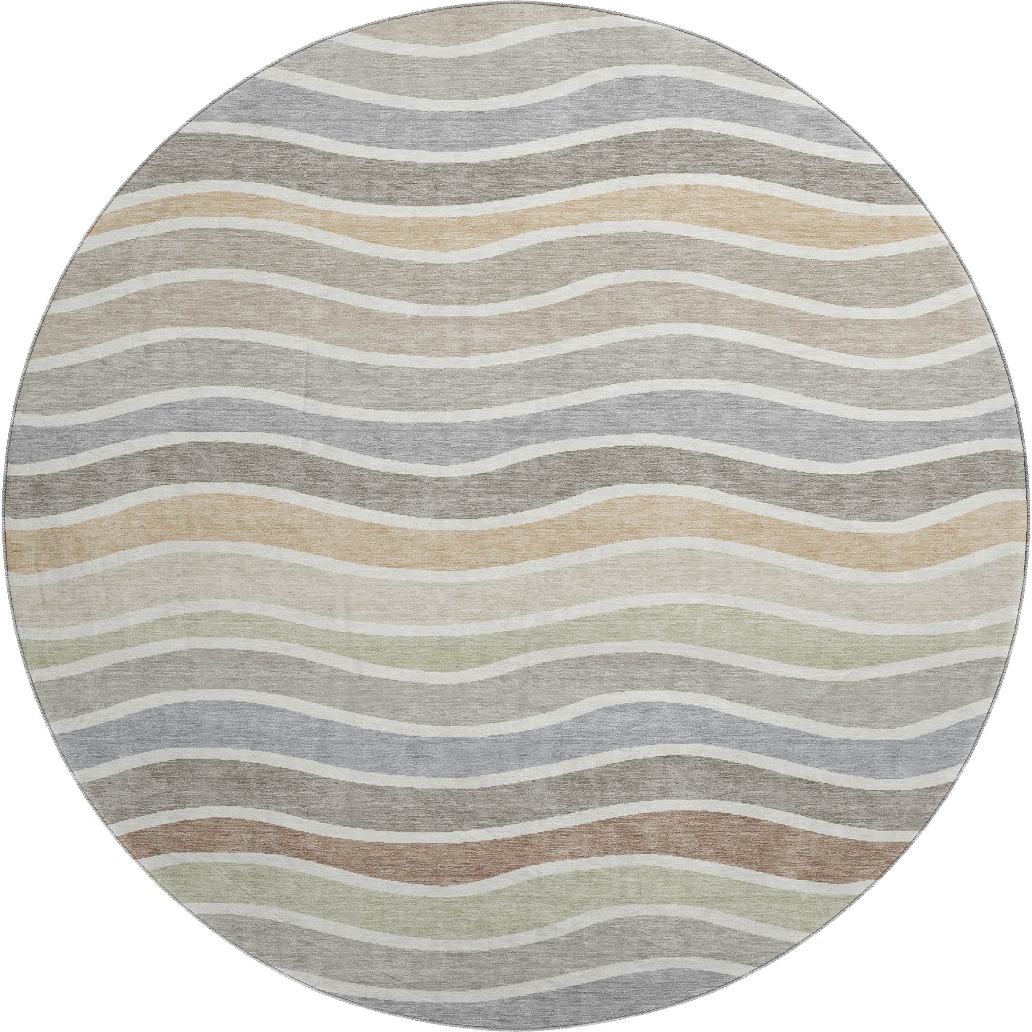 Marrakech Machine Washable Transitional Taupe Brown Rug 8' x 8' #shape_Round