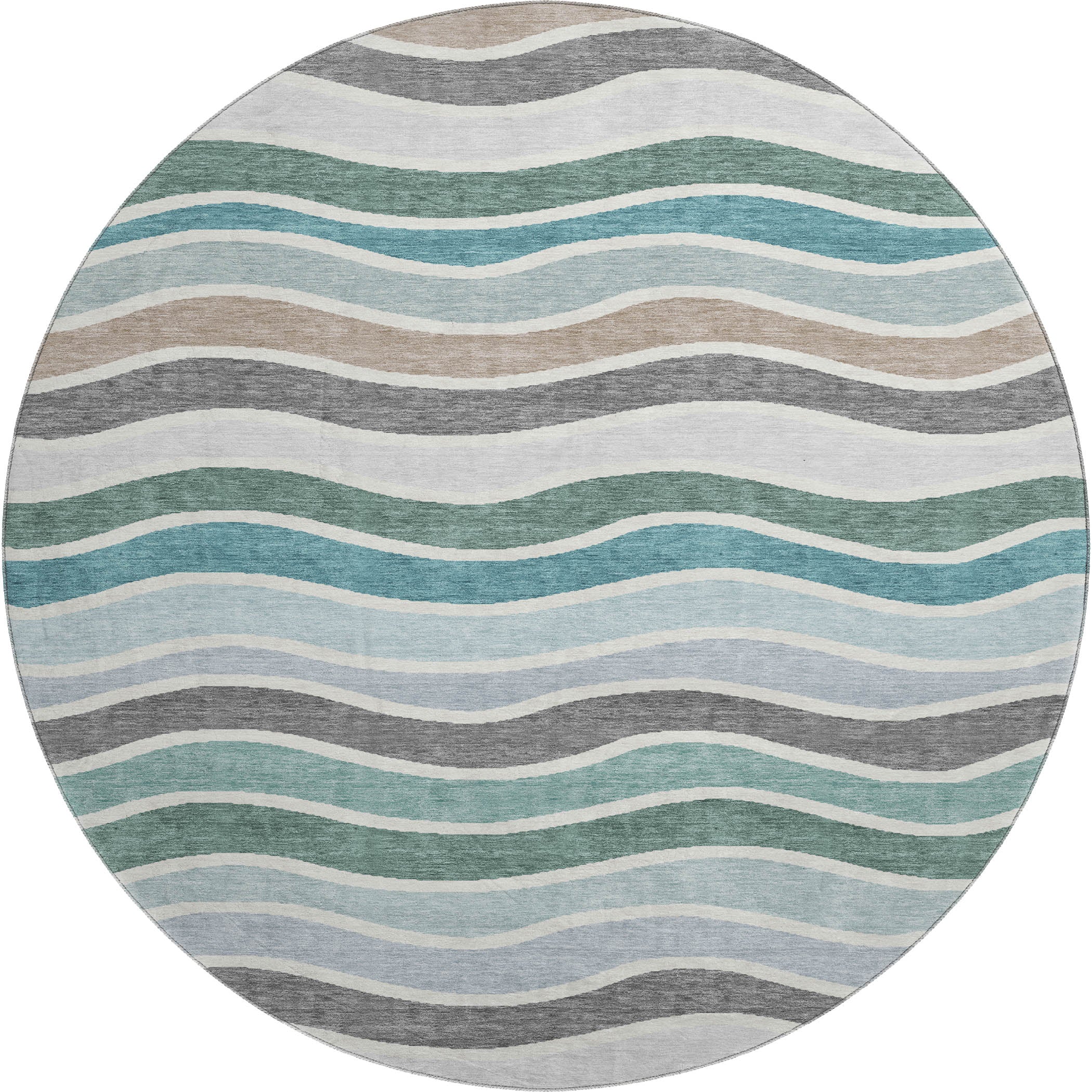 Marrakech Machine Washable Transitional Teal Rug 8' x 8' #shape_Round