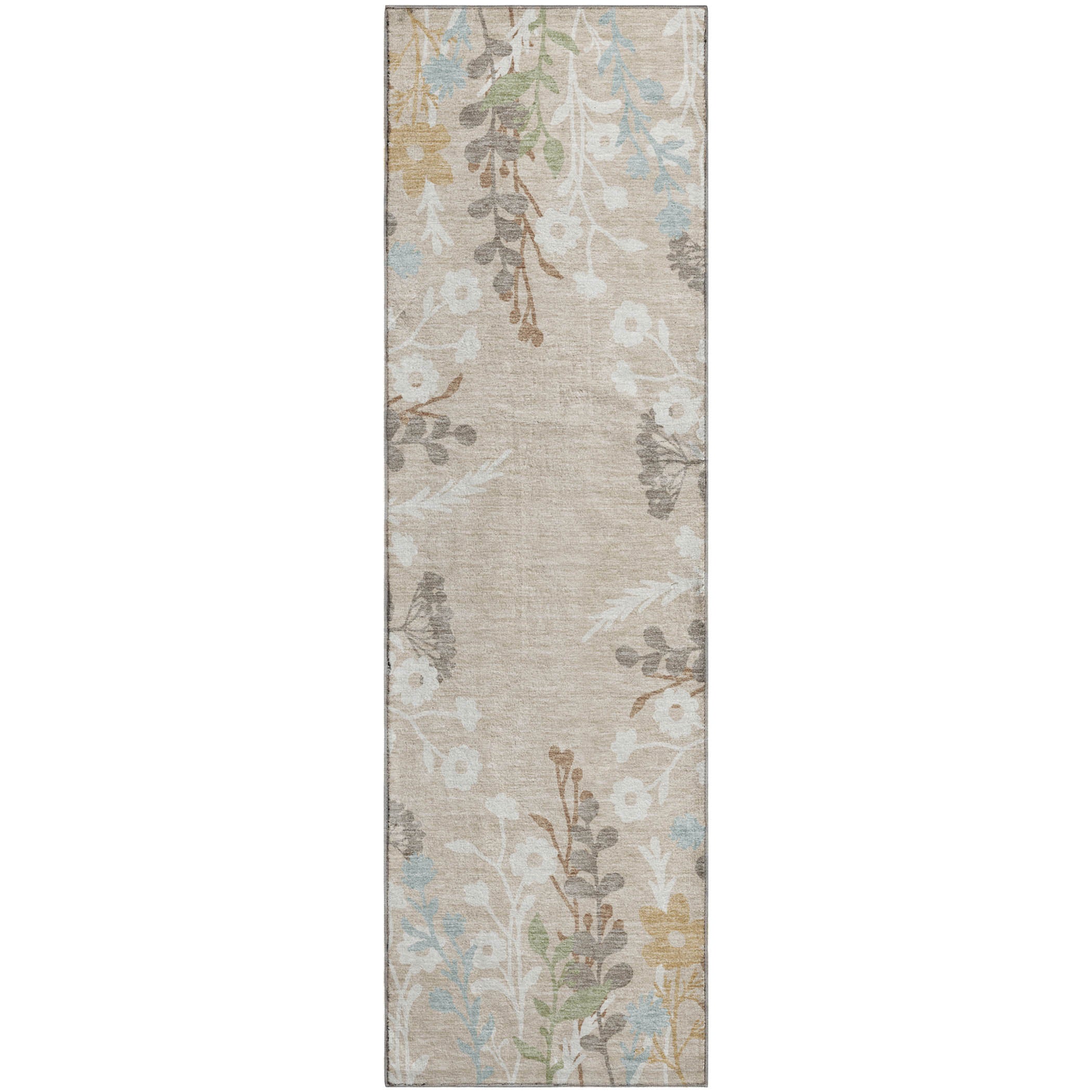 Mostar Machine Washable Transitional Beige Brown Rug 2'3" x 7'6" #shape_Runner