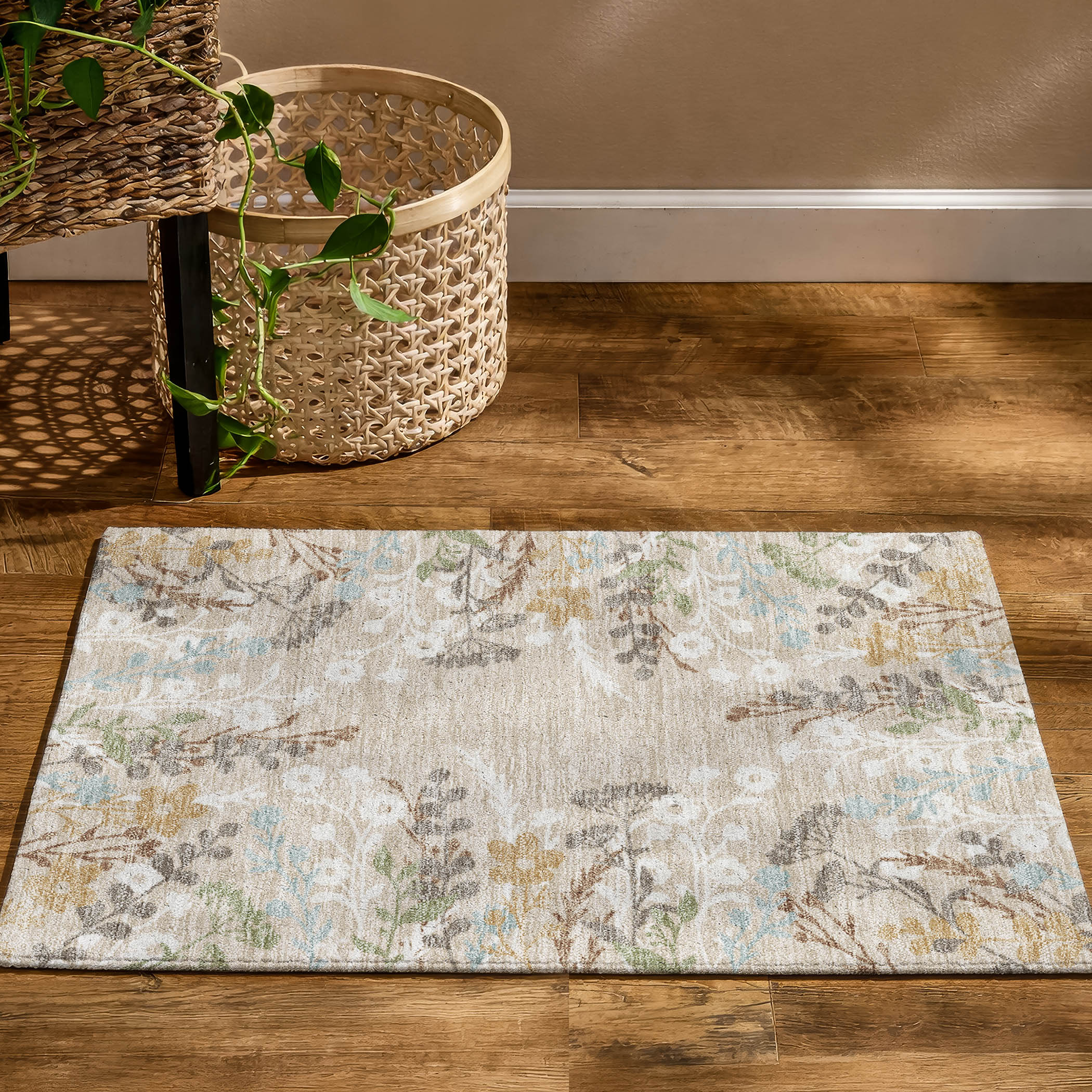 Mostar Machine Washable Transitional Beige Brown Rug 1'8" x 2'6" #shape_Rectangle