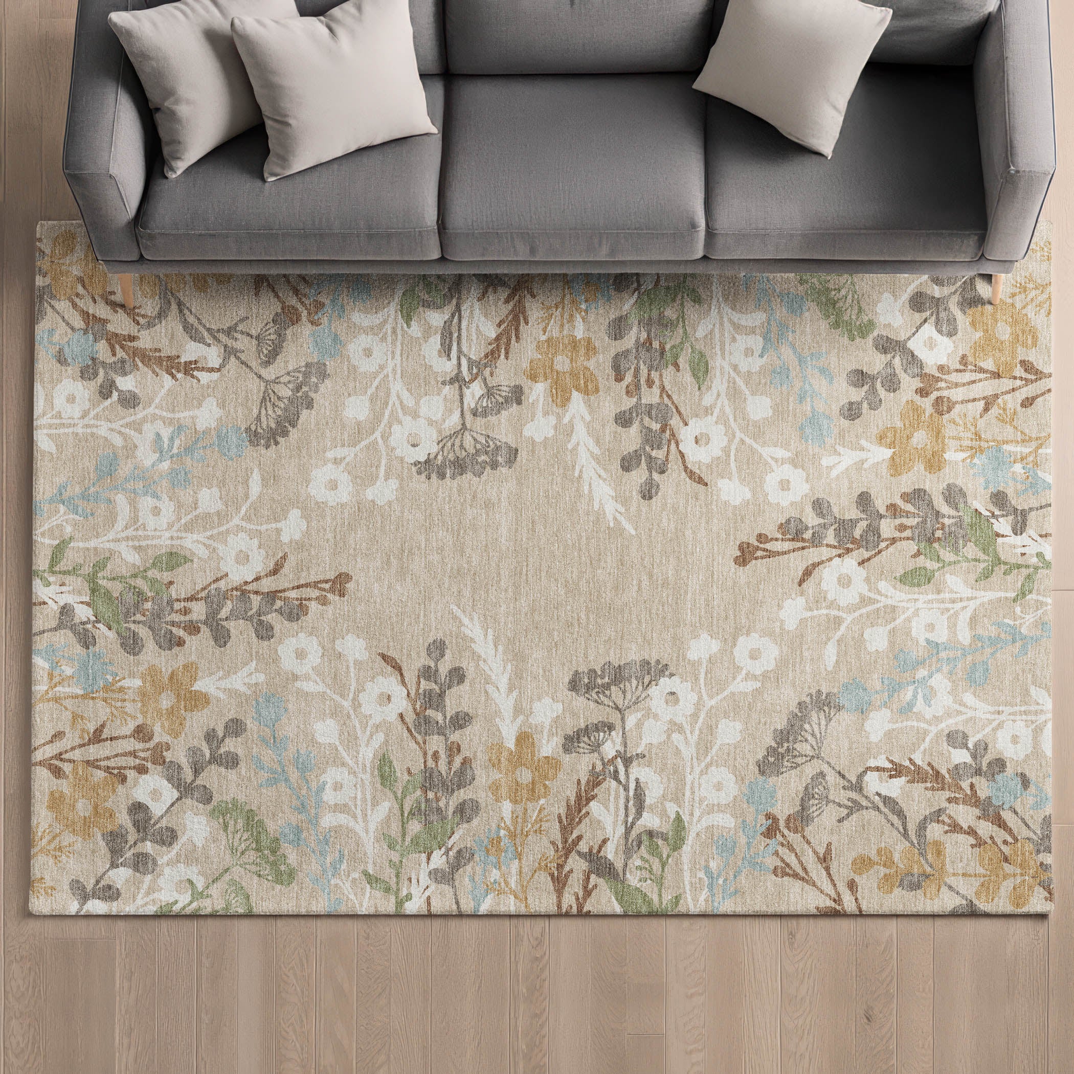 Mostar Machine Washable Transitional Beige Brown Rug 3' x 5' #shape_Rectangle