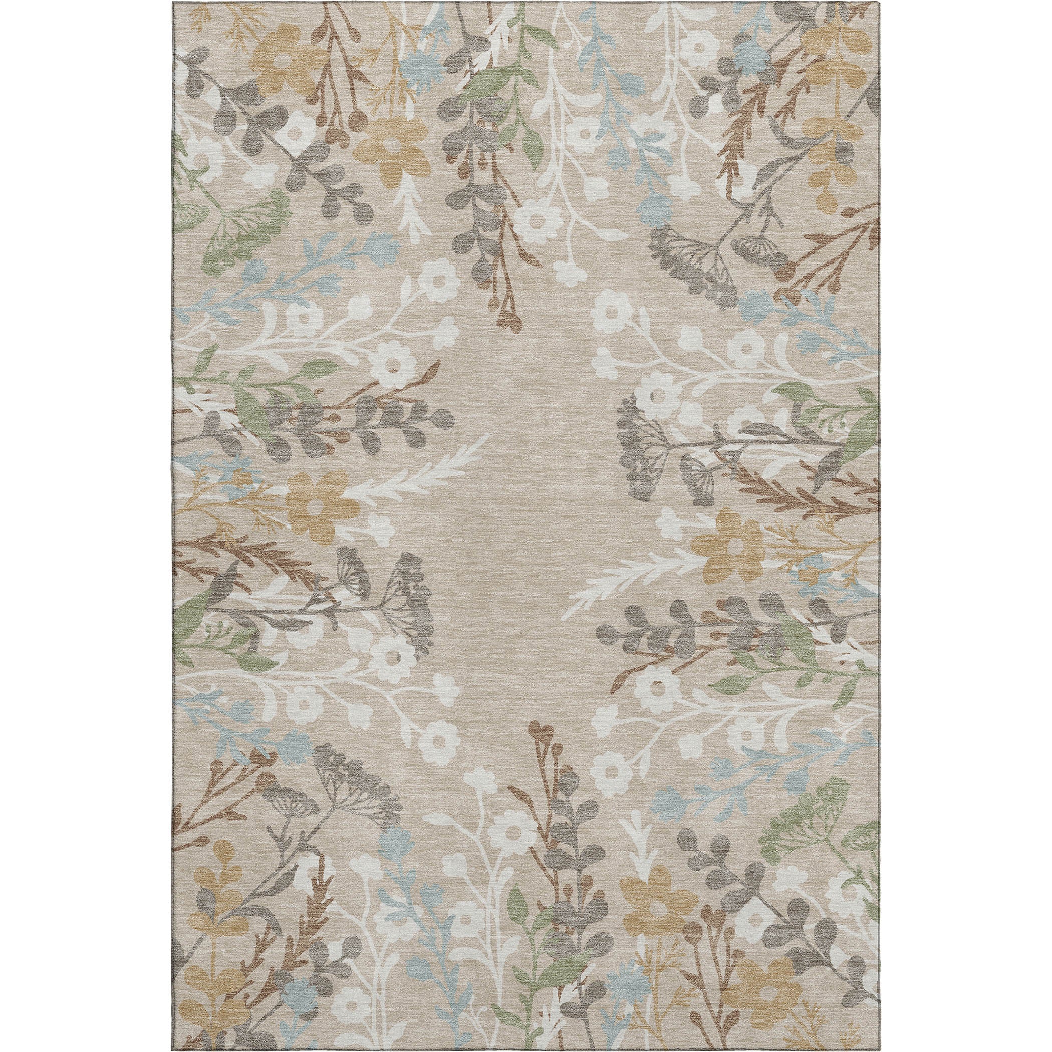 Mostar Machine Washable Transitional Beige Brown Rug 3' x 5' #shape_Rectangle