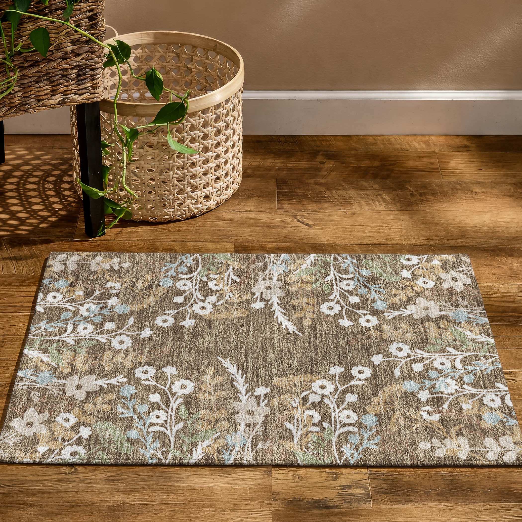 Mostar Machine Washable Transitional Chocolate Brown Rug 1'8" x 2'6" #shape_Rectangle