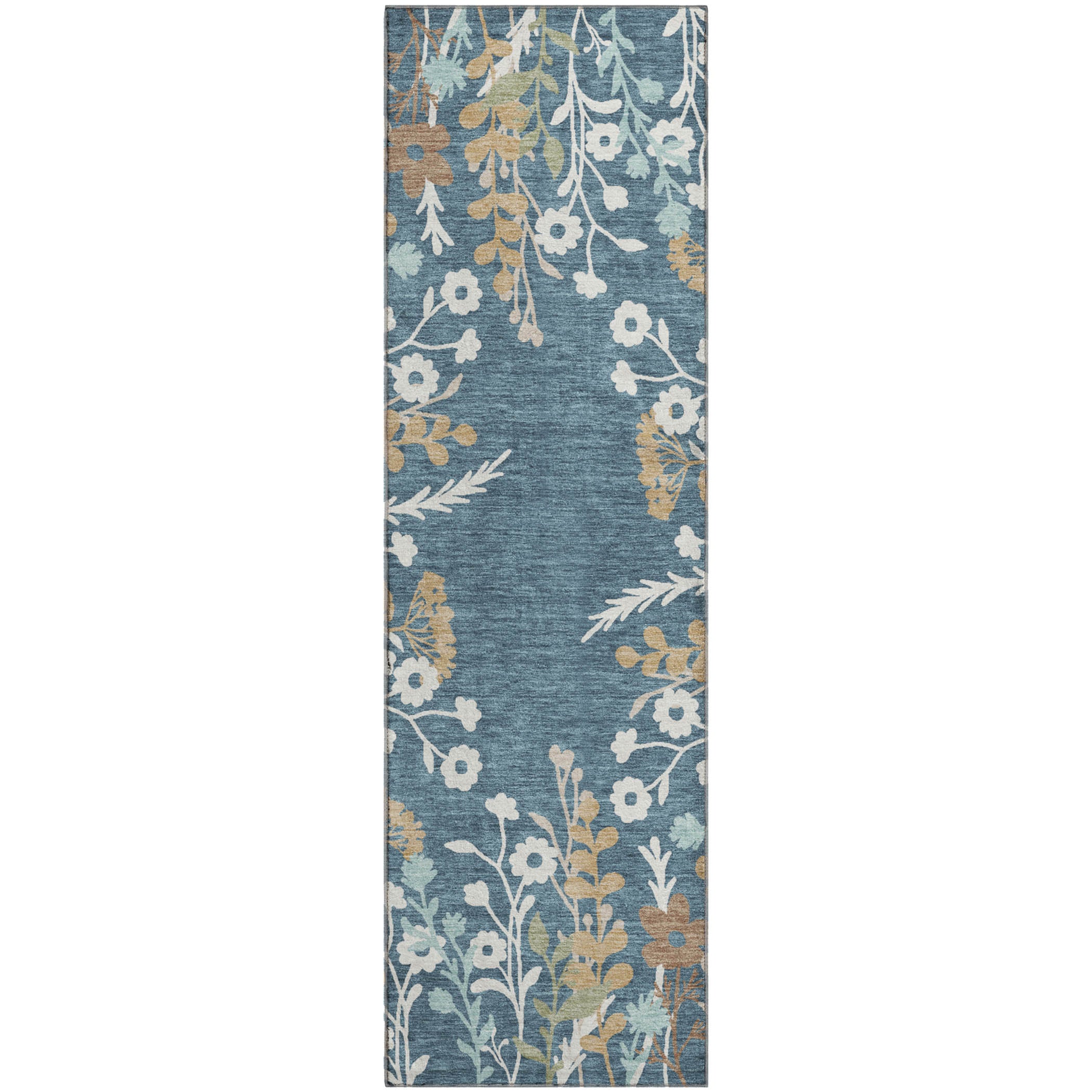 Mostar Machine Washable Transitional Denim Blue Rug 2'3" x 7'6" #shape_Runner