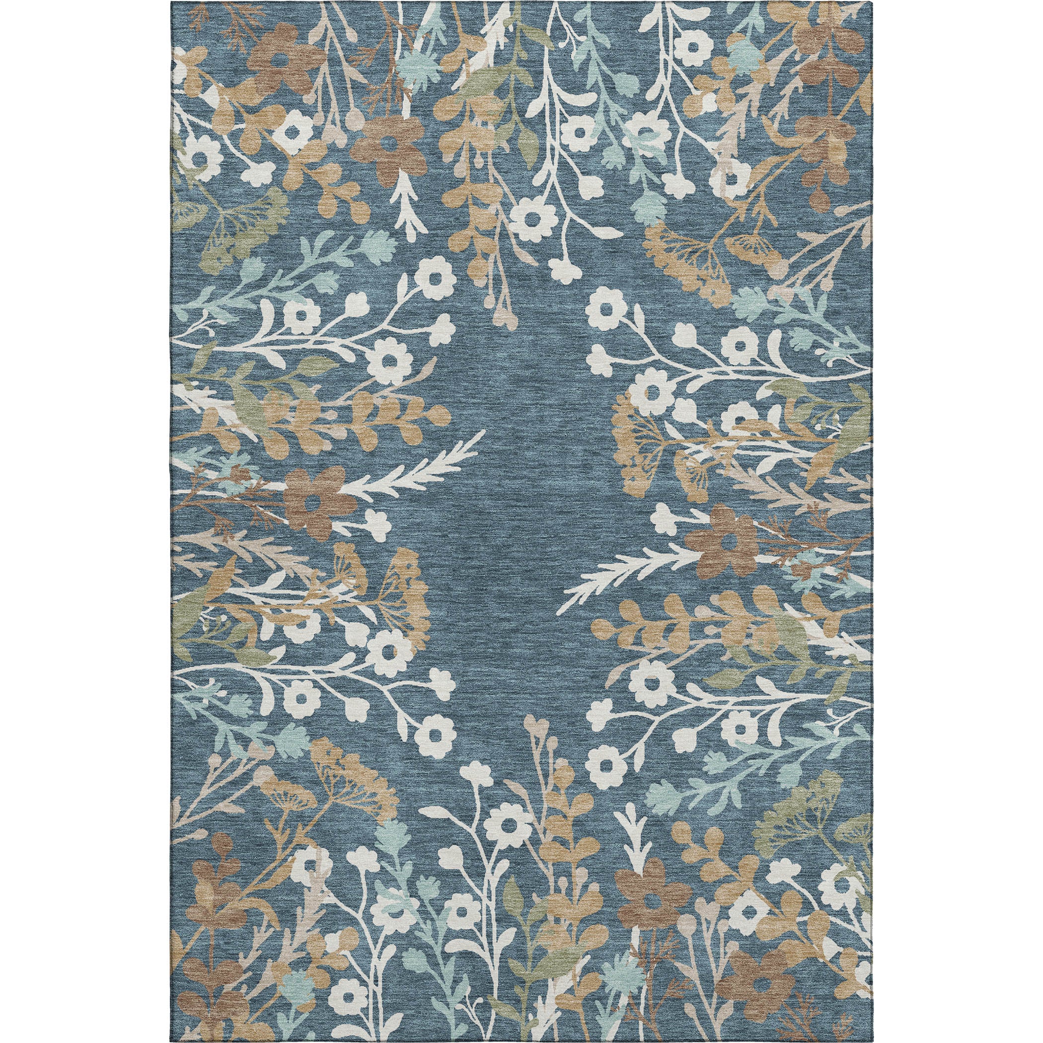 Mostar Machine Washable Transitional Denim Blue Rug 3' x 5' #shape_Rectangle