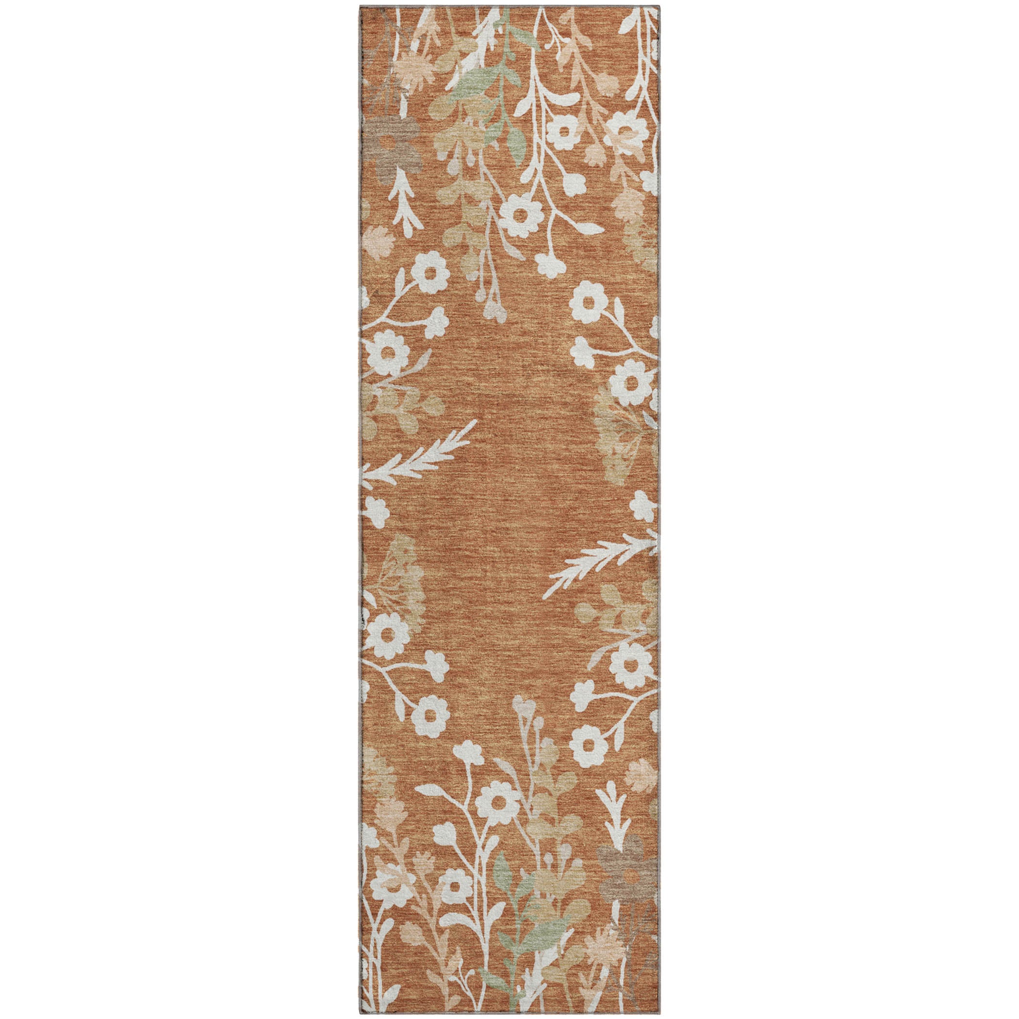 Mostar Machine Washable Transitional Paprika Orange Rug 2'3" x 7'6" #shape_Runner