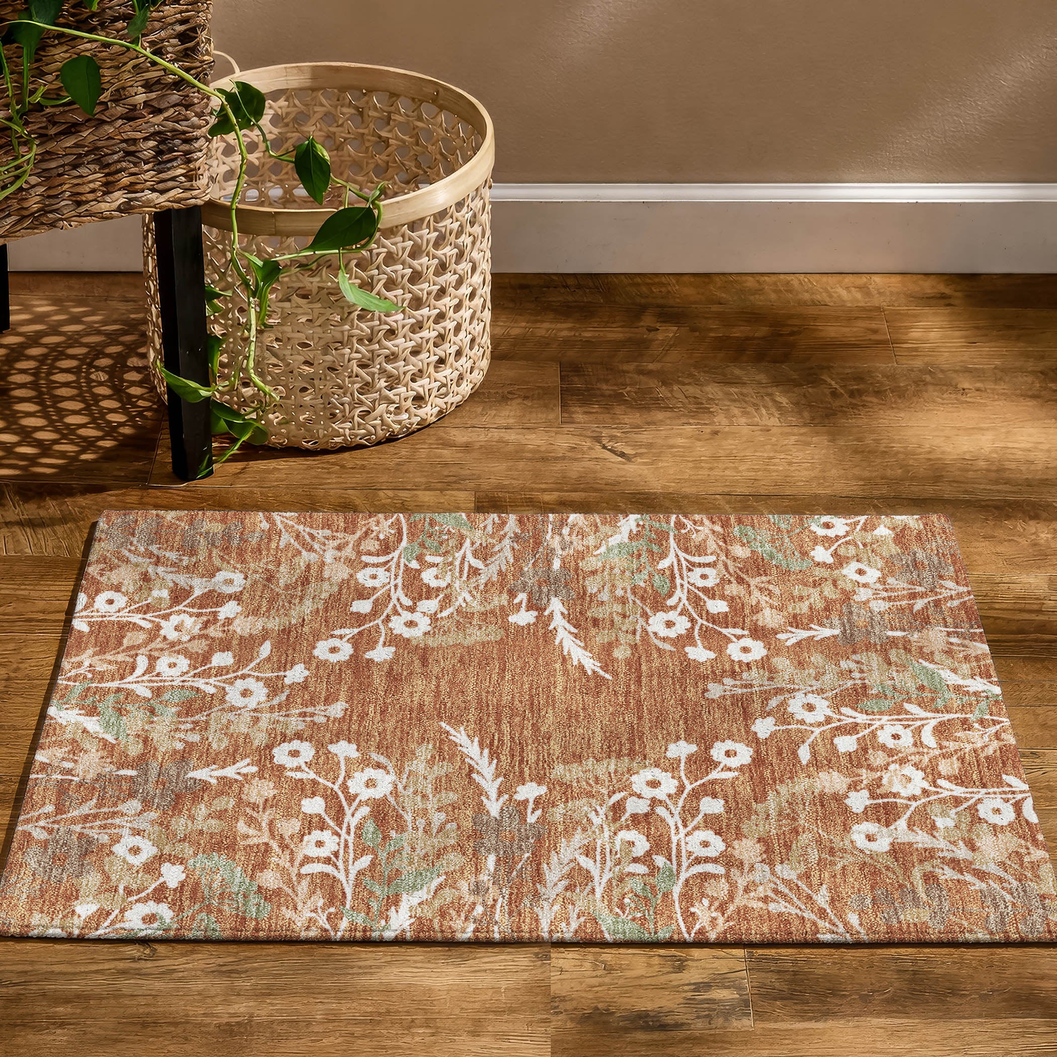 Mostar Machine Washable Transitional Paprika Orange Rug 1'8" x 2'6" #shape_Rectangle