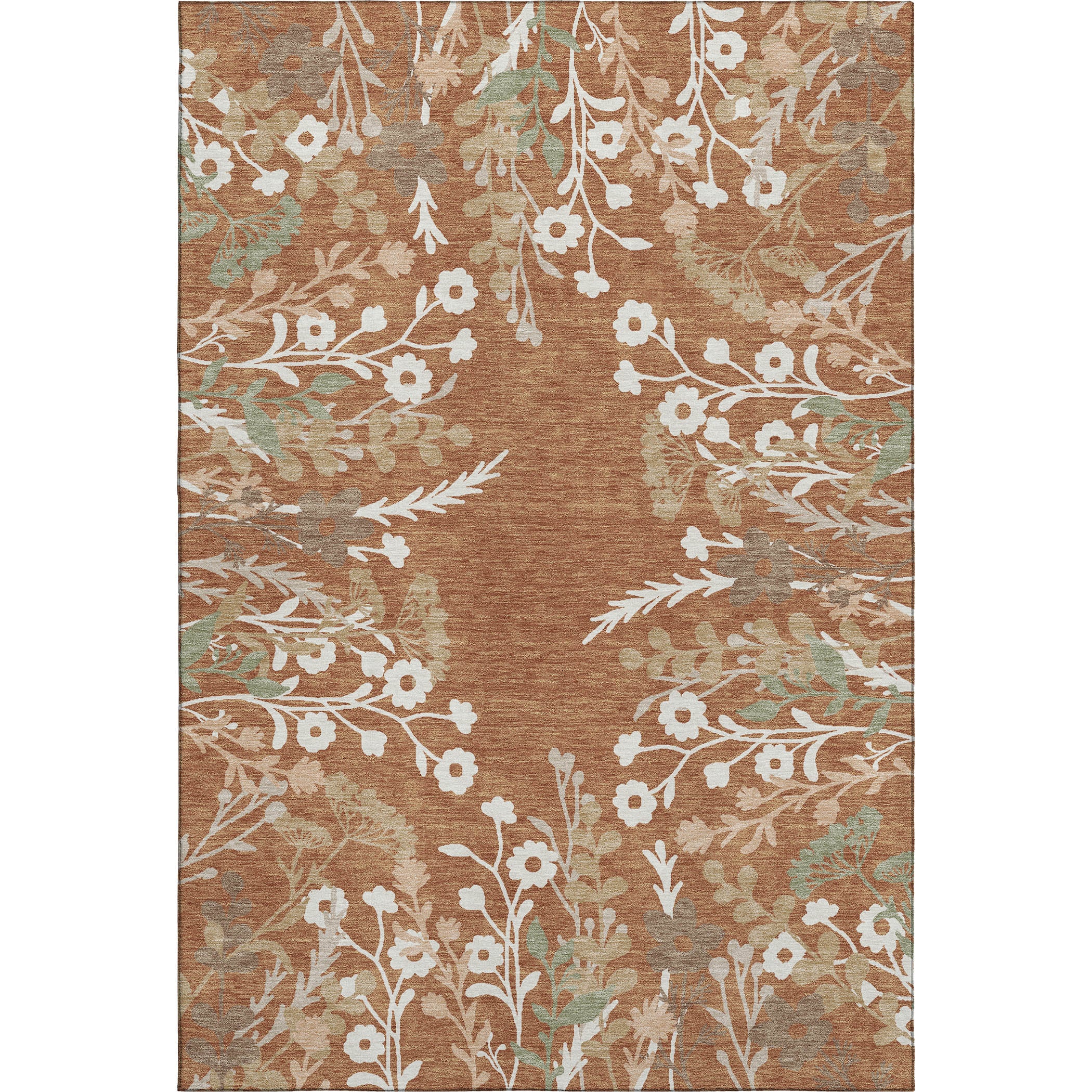Mostar Machine Washable Transitional Paprika Orange Rug 3' x 5' #shape_Rectangle