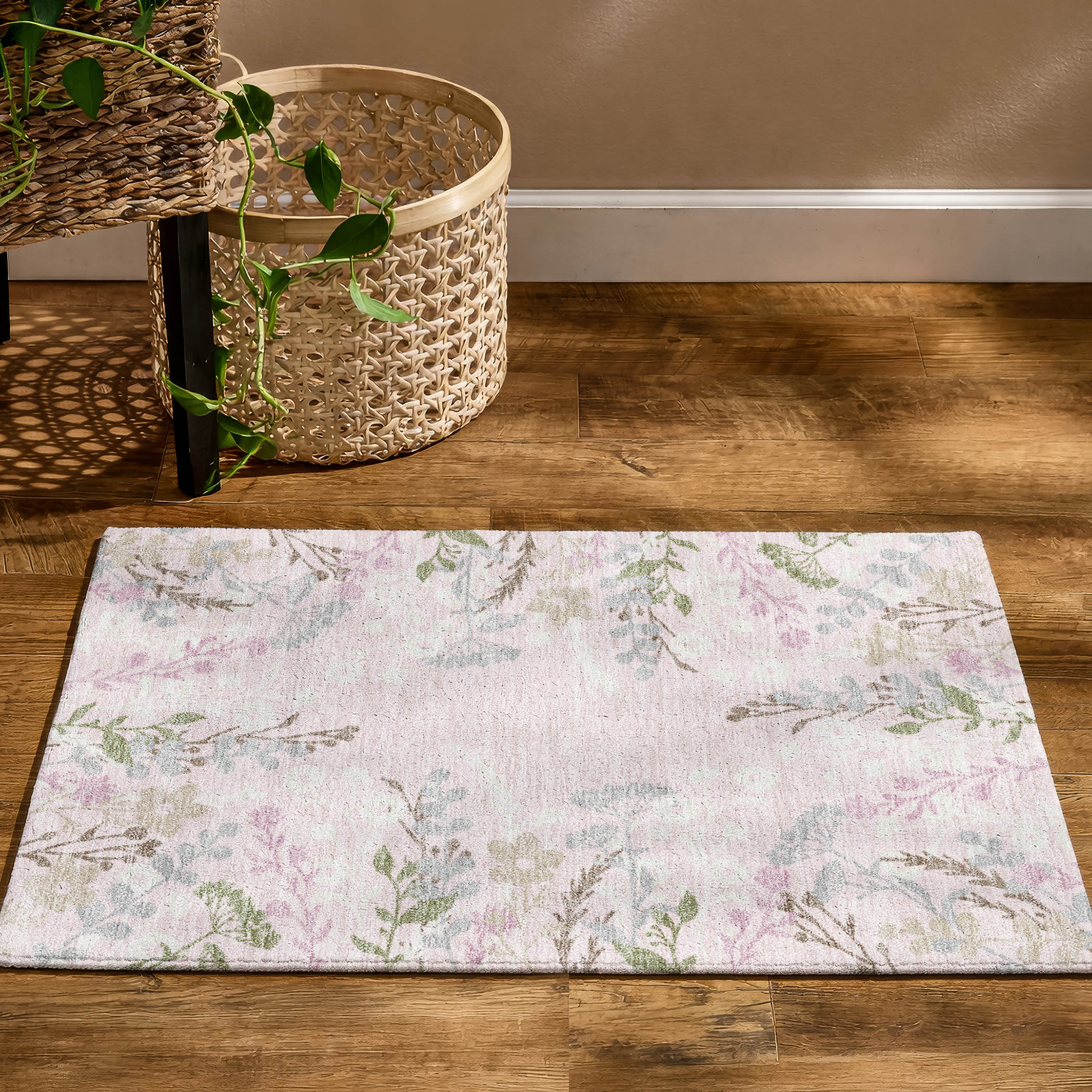 Mostar Machine Washable Transitional Pink Rug 1'8" x 2'6" #shape_Rectangle