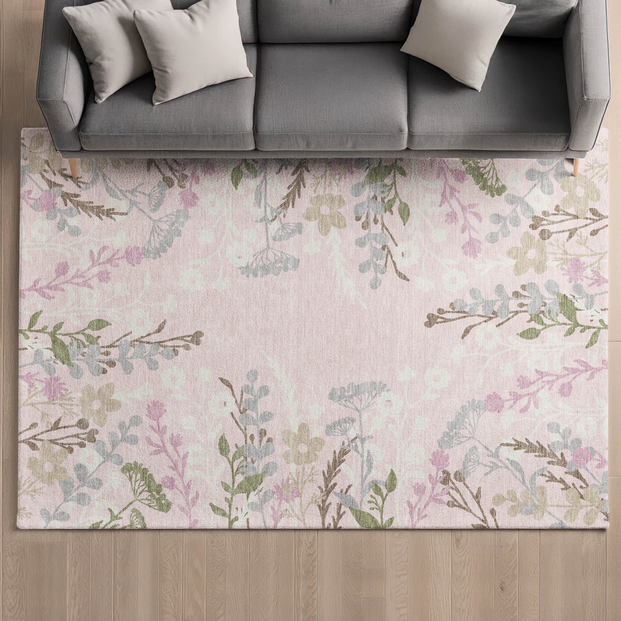 Mostar Machine Washable Transitional Pink Rug 3' x 5' #shape_Rectangle