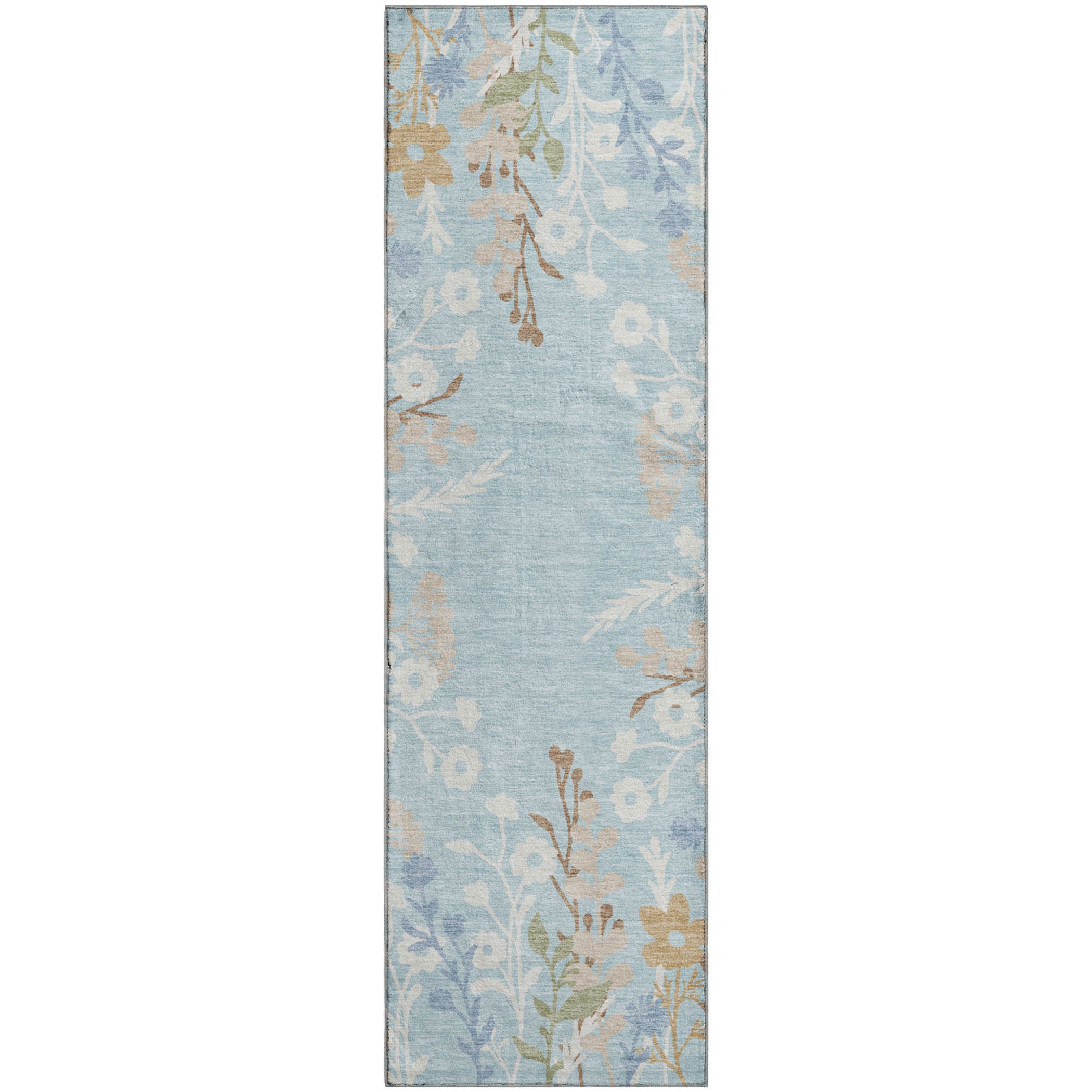 Mostar Machine Washable Transitional Sky Blue Rug 2'3" x 7'6" #shape_Runner