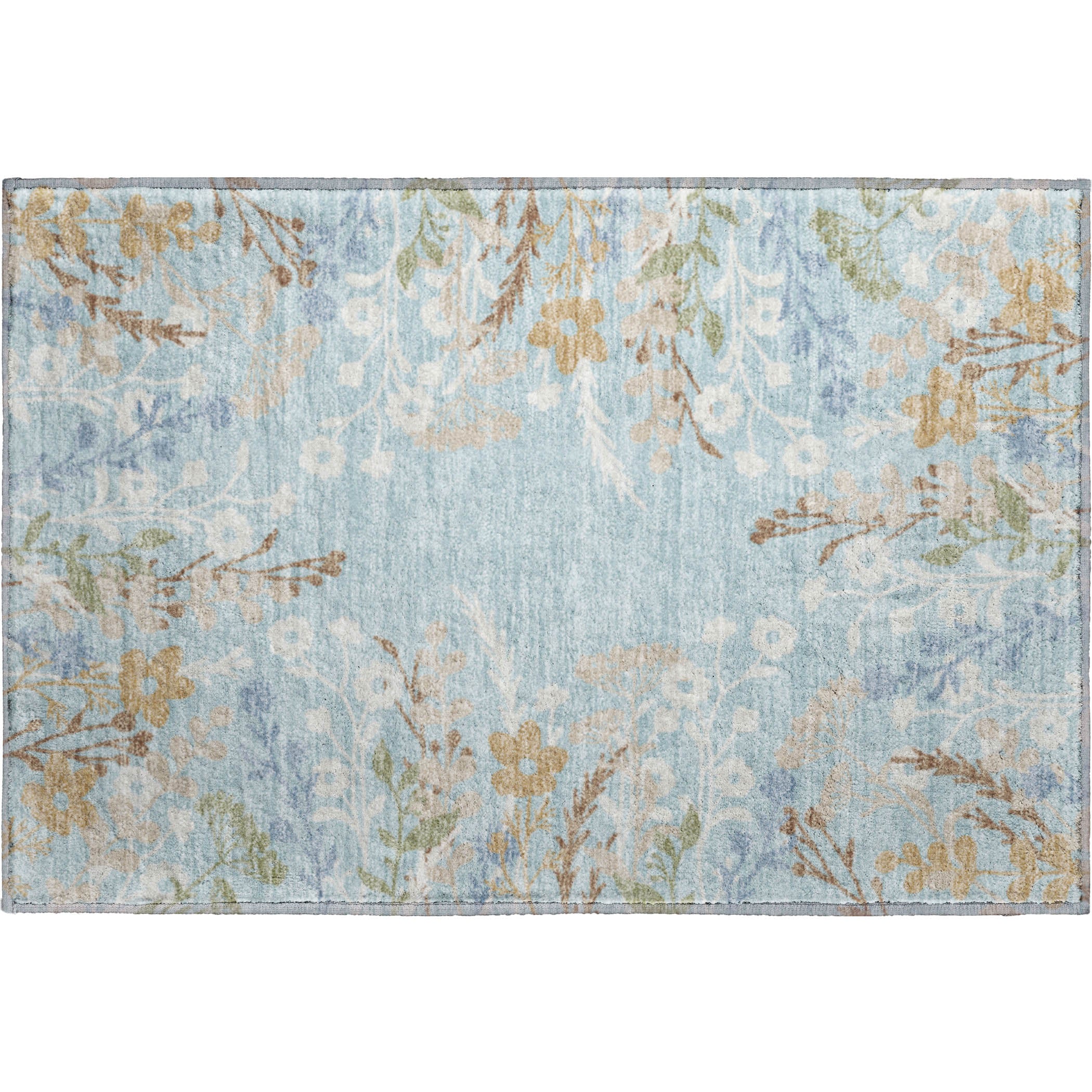 Mostar Machine Washable Transitional Sky Blue Rug 1'8" x 2'6" #shape_Rectangle