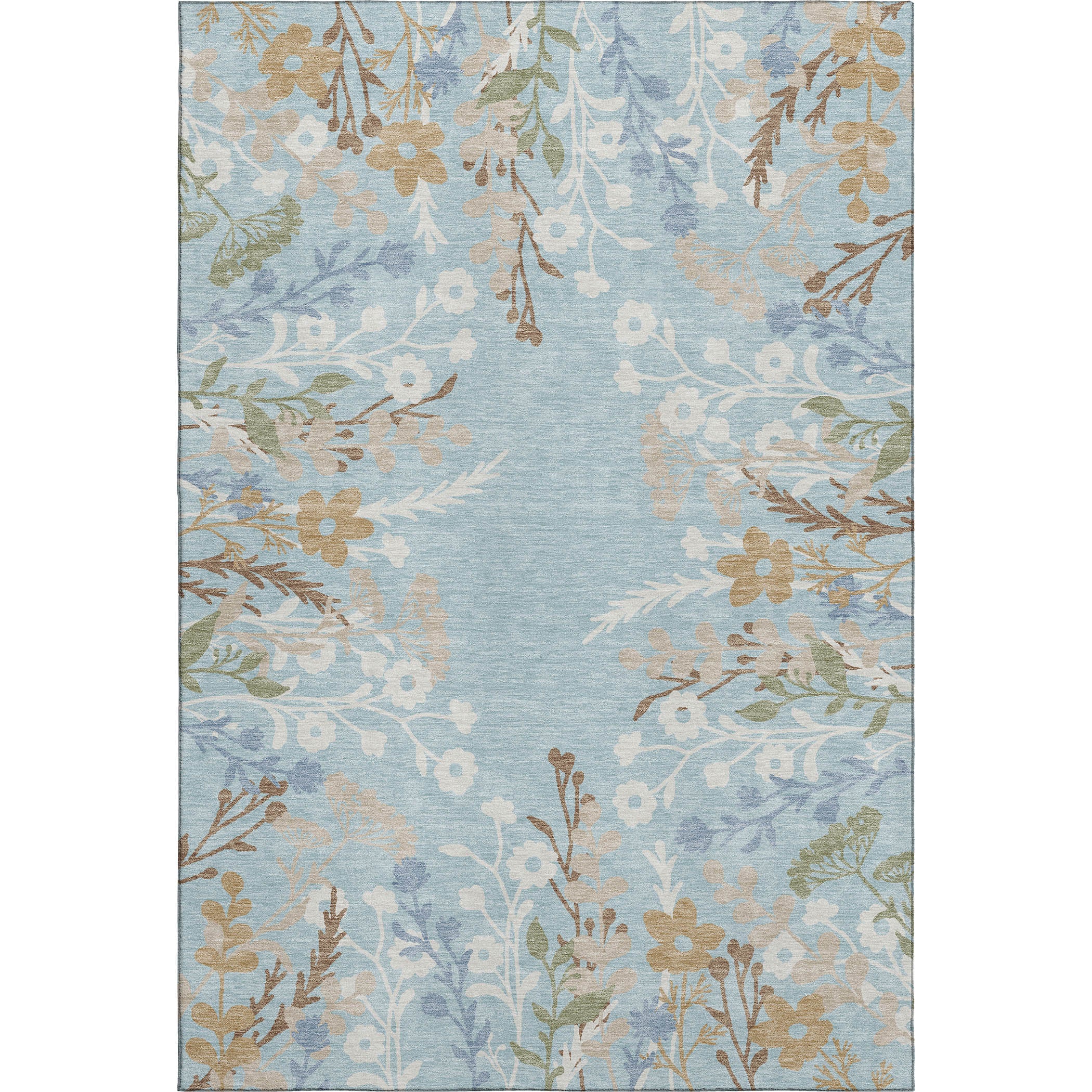 Mostar Machine Washable Transitional Sky Blue Rug 3' x 5' #shape_Rectangle