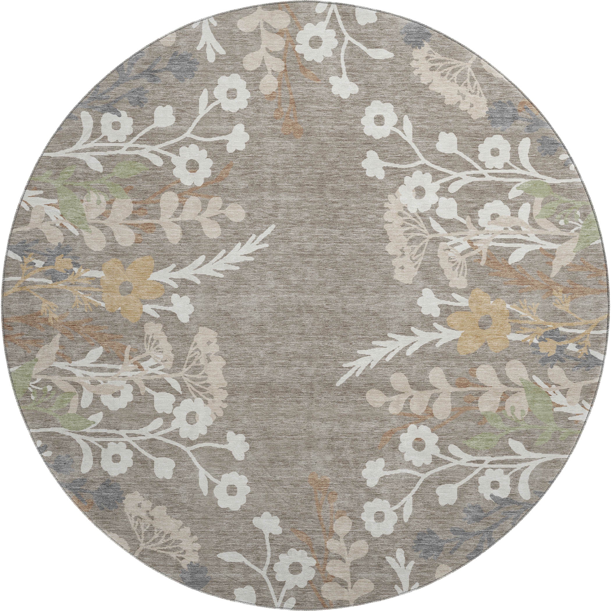 Mostar Machine Washable Transitional Taupe Brown Rug 8' x 8' #shape_Round