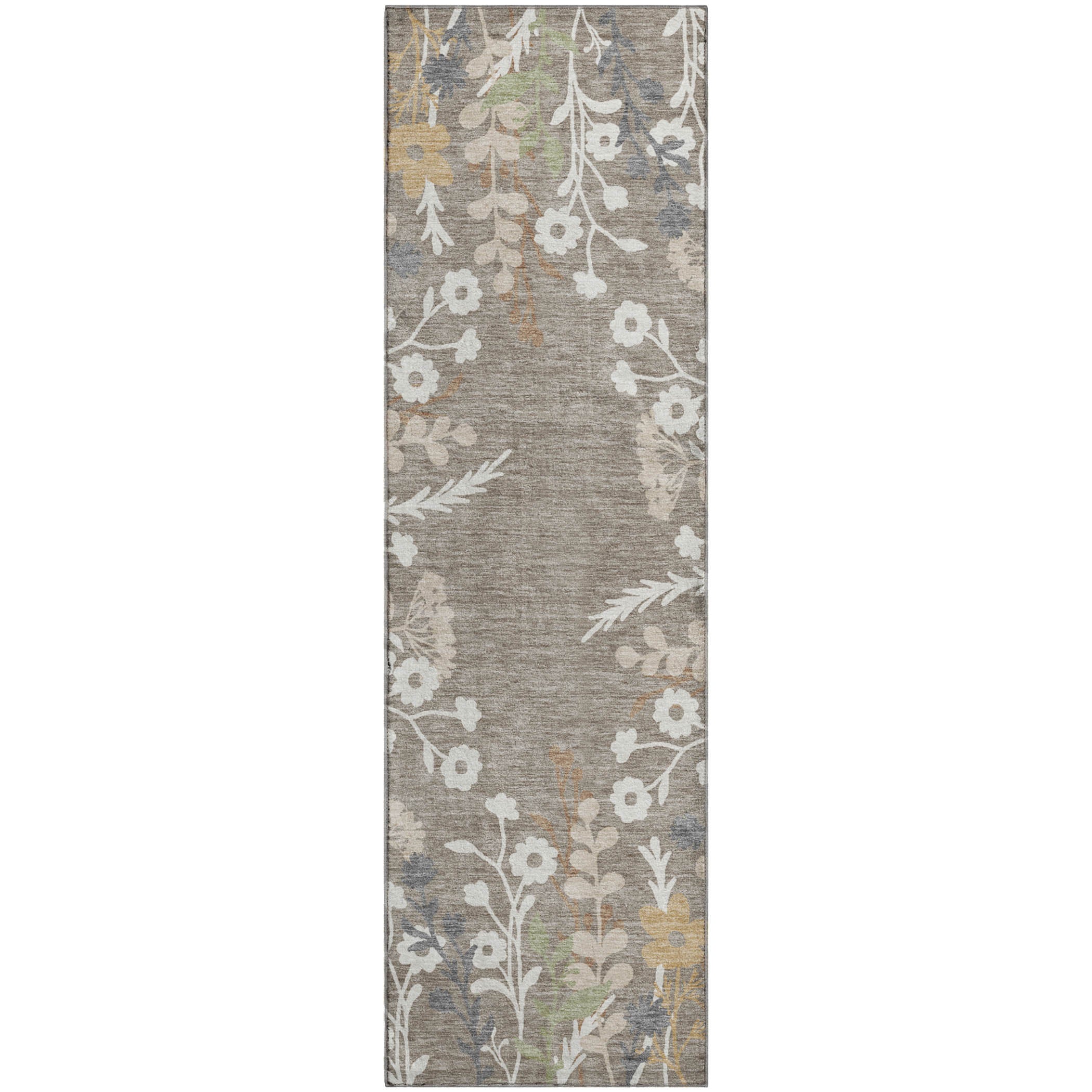 Mostar Machine Washable Transitional Taupe Brown Rug 2'3" x 7'6" #shape_Runner