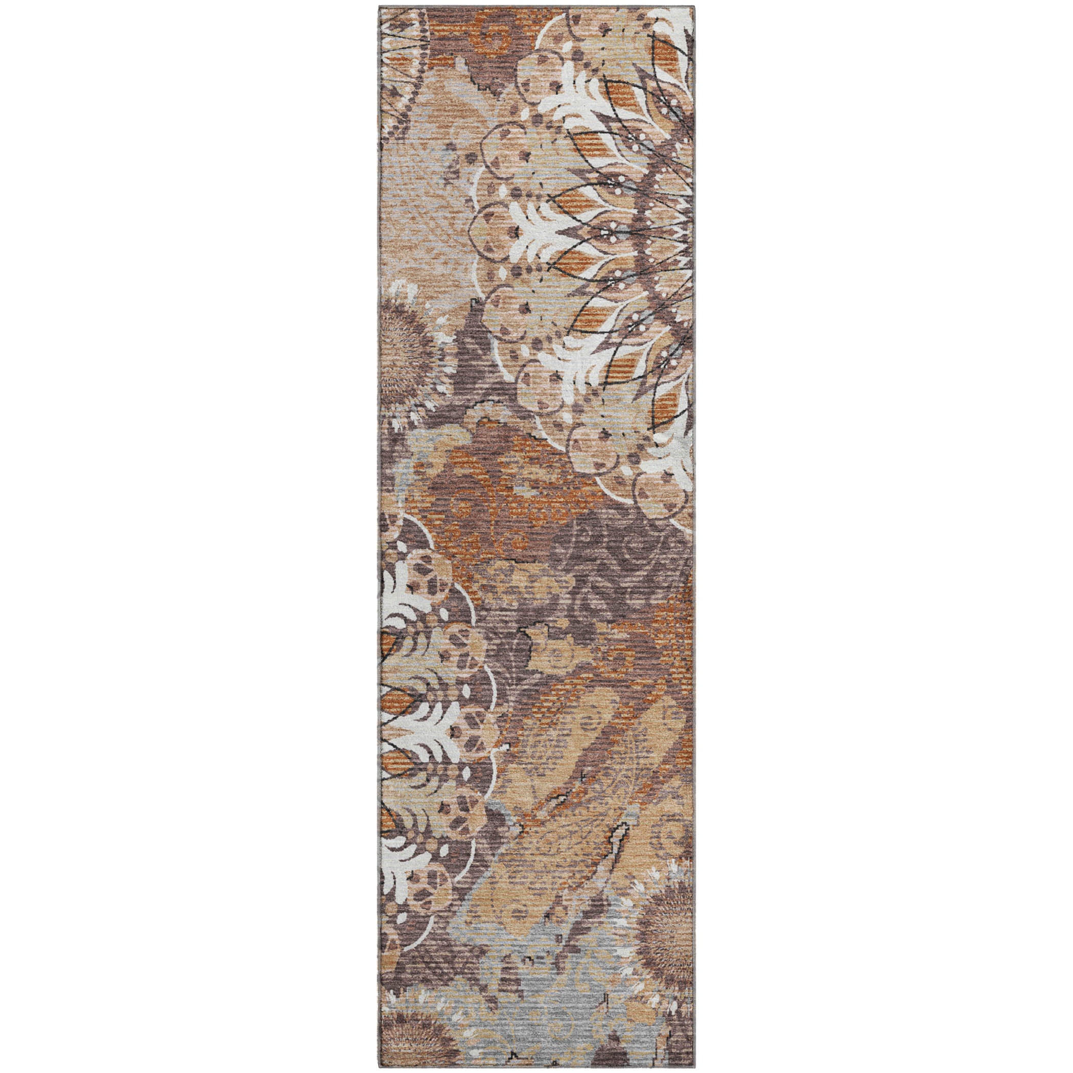 Marrakech Machine Washable Transitional Copper Orange Rug 2'3" x 7'6" #shape_Runner