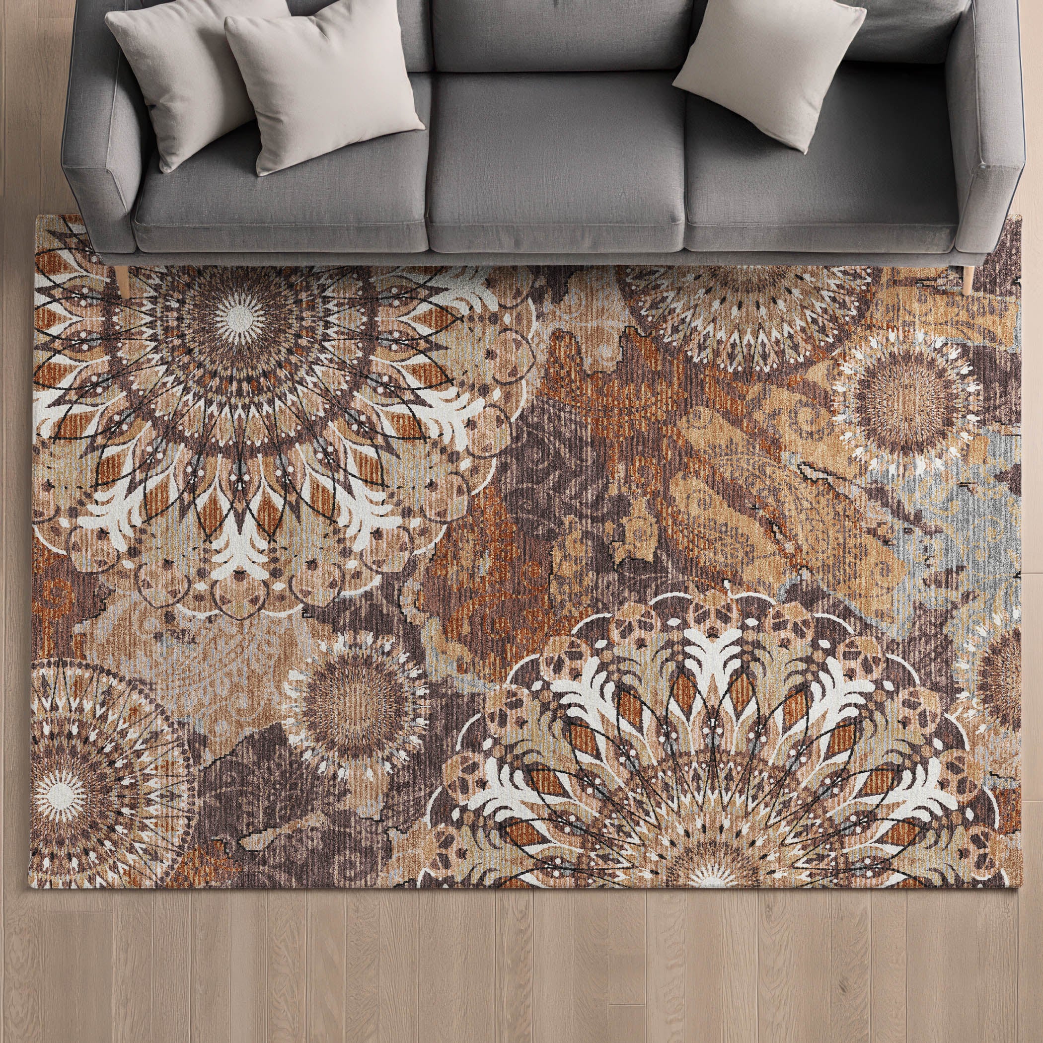 Marrakech Machine Washable Transitional Copper Orange Rug 3' x 5' #shape_Rectangle