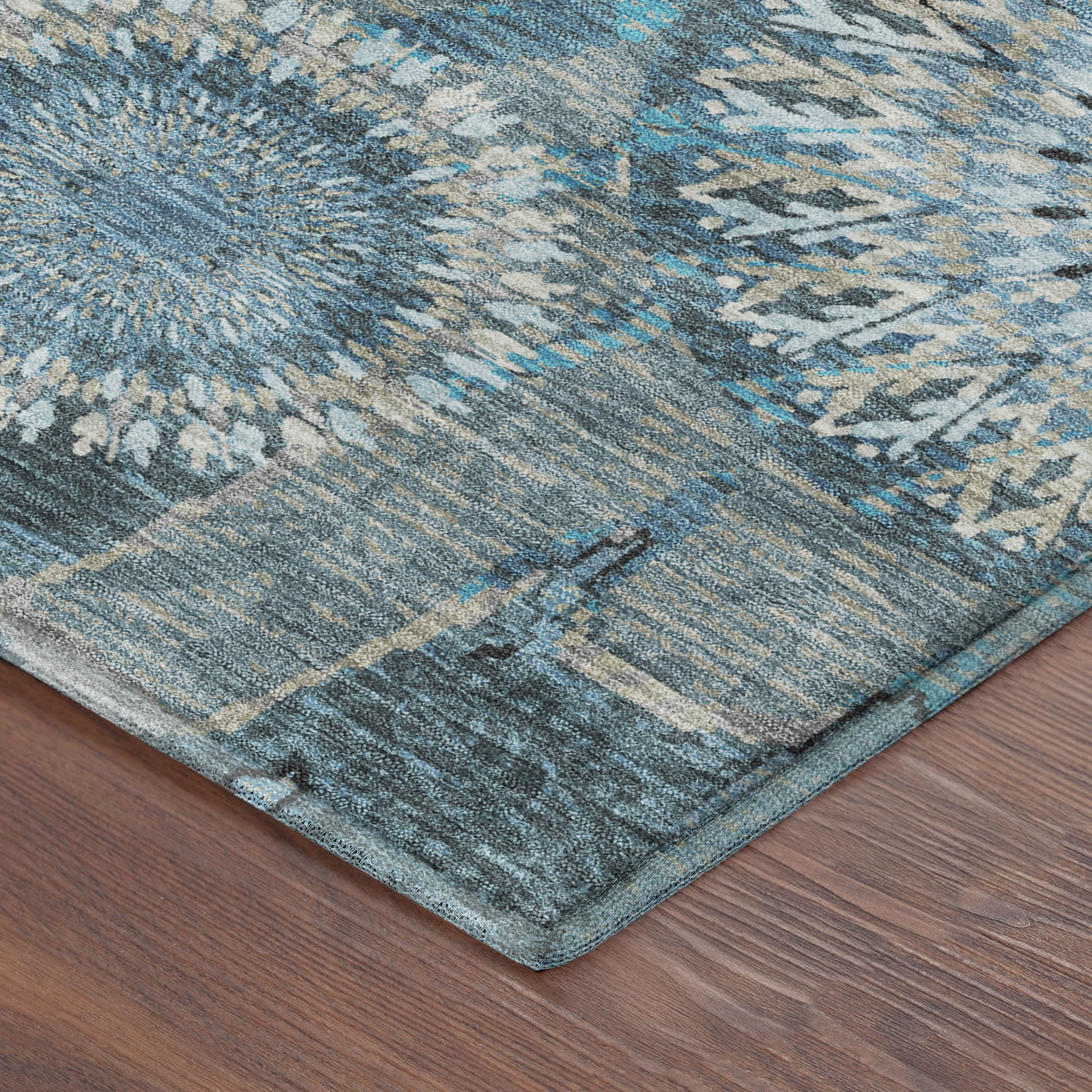 Marrakech Machine Washable Transitional Teal Rug 1'8" x 2'6" #shape_Rectangle