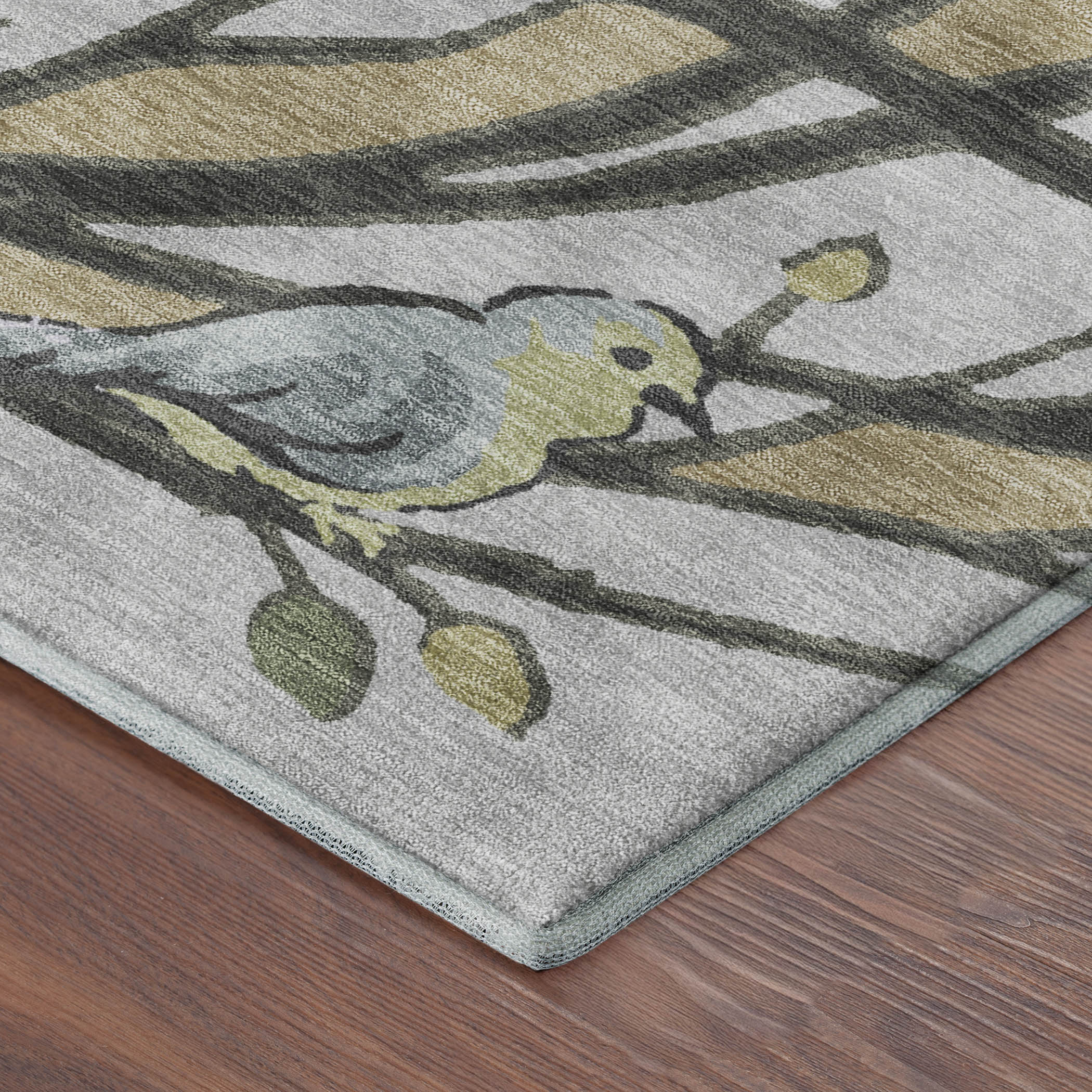 Sintra Machine Washable Transitional Aloe Green Rug 1'8" x 2'6" #shape_Rectangle
