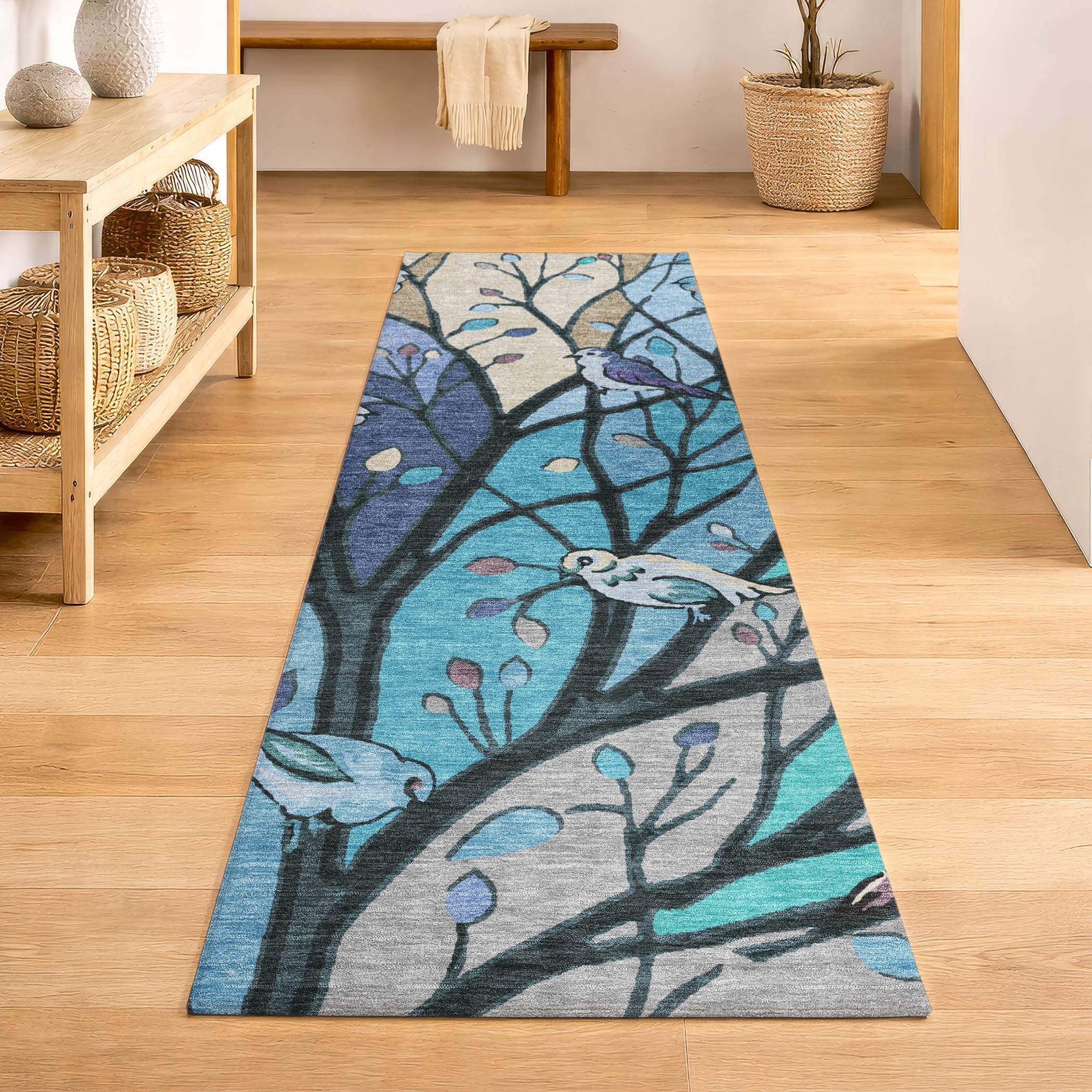 Sintra Machine Washable Transitional Blue Rug 2'3" x 7'6" #shape_Runner