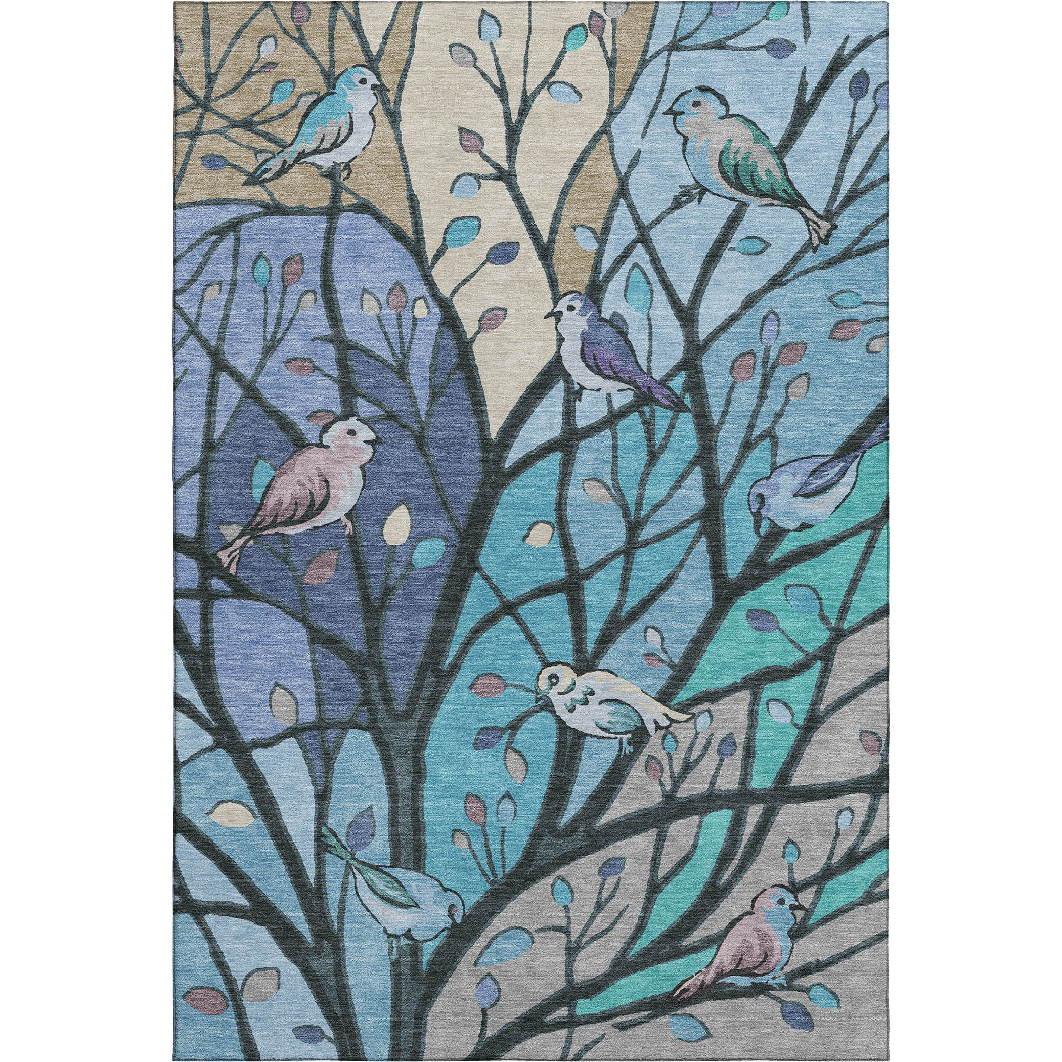 Sintra Machine Washable Transitional Blue Rug 3' x 5' #shape_Rectangle