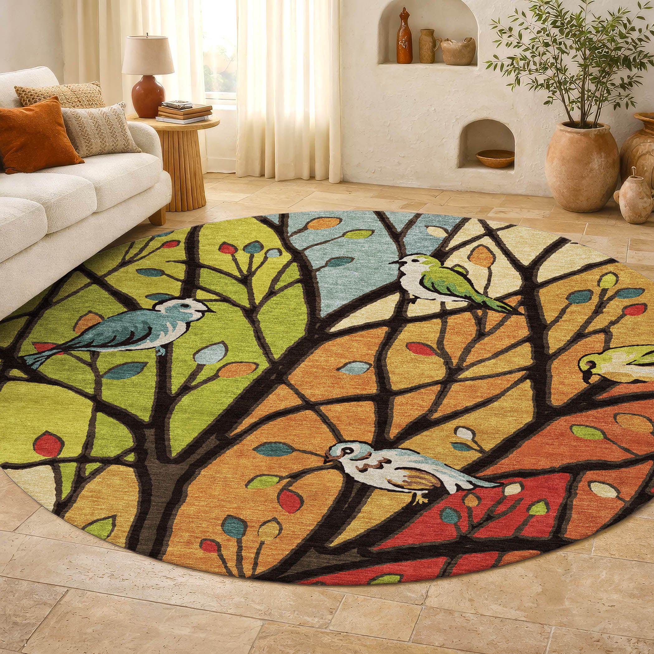 Sintra Machine Washable Transitional Gold Rug 8' x 8' #shape_Round