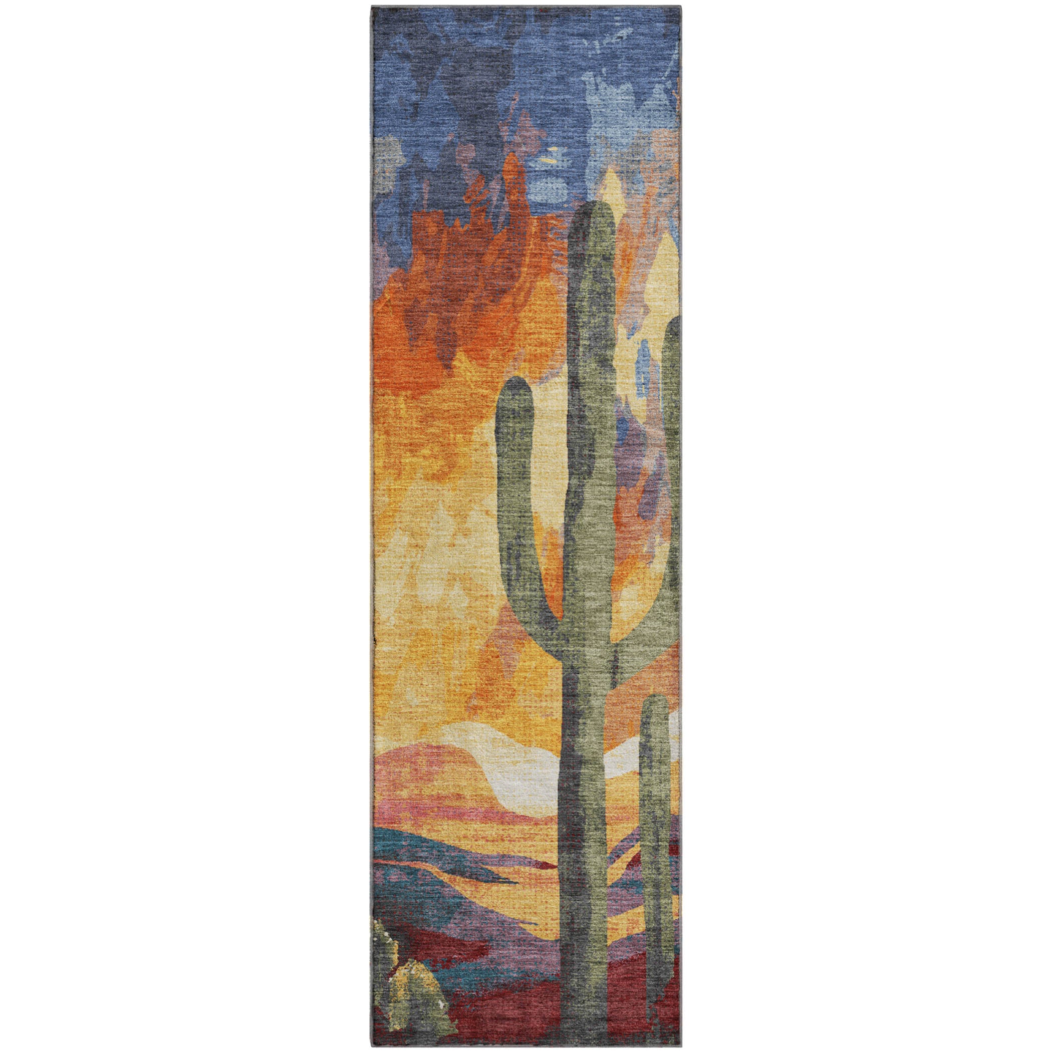 Cartagena Machine Washable Transitional Terracotta Orange Rug 2'3" x 7'6" #shape_Runner