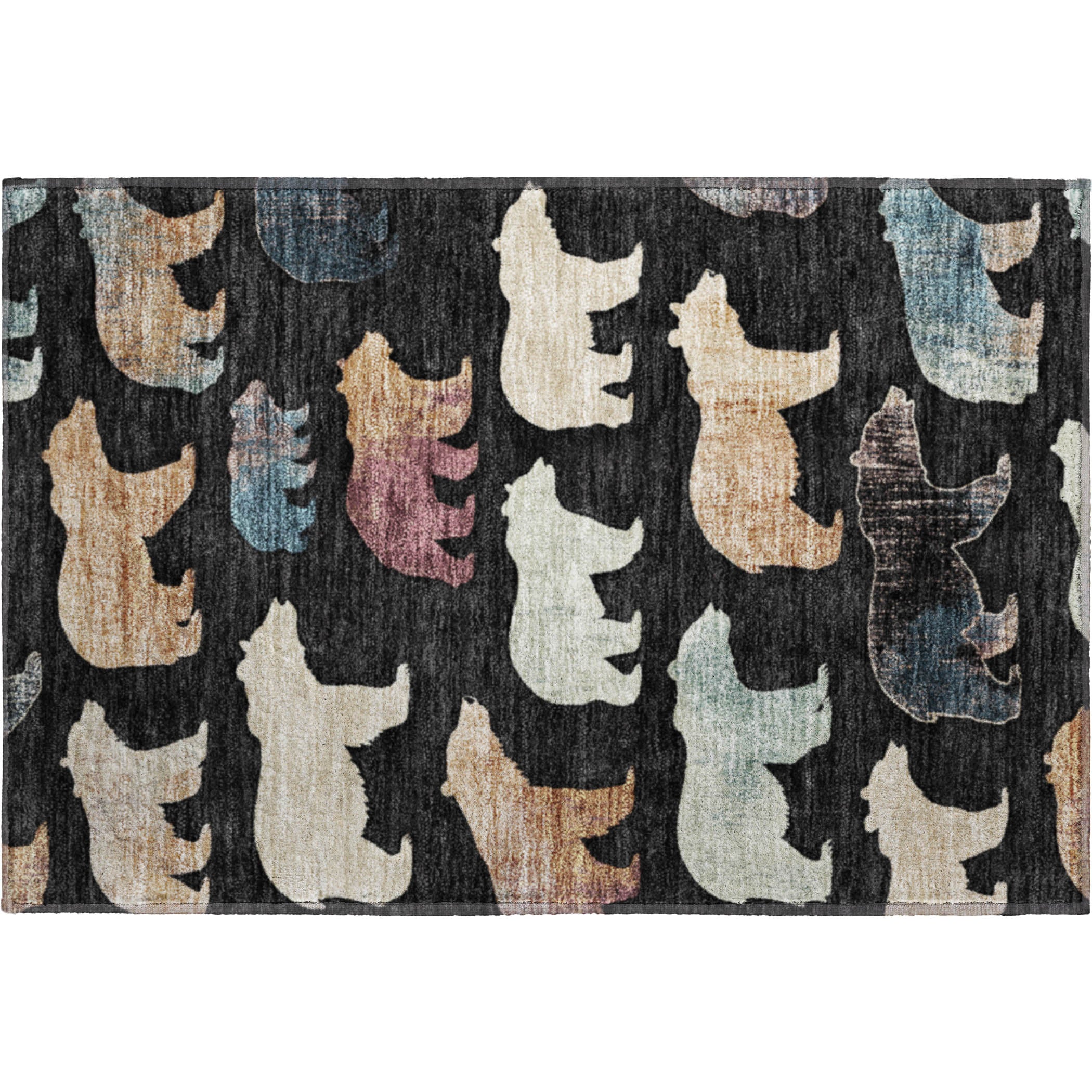 Porto Machine Washable Transitional Black Rug 1'8" x 2'6" #shape_Rectangle