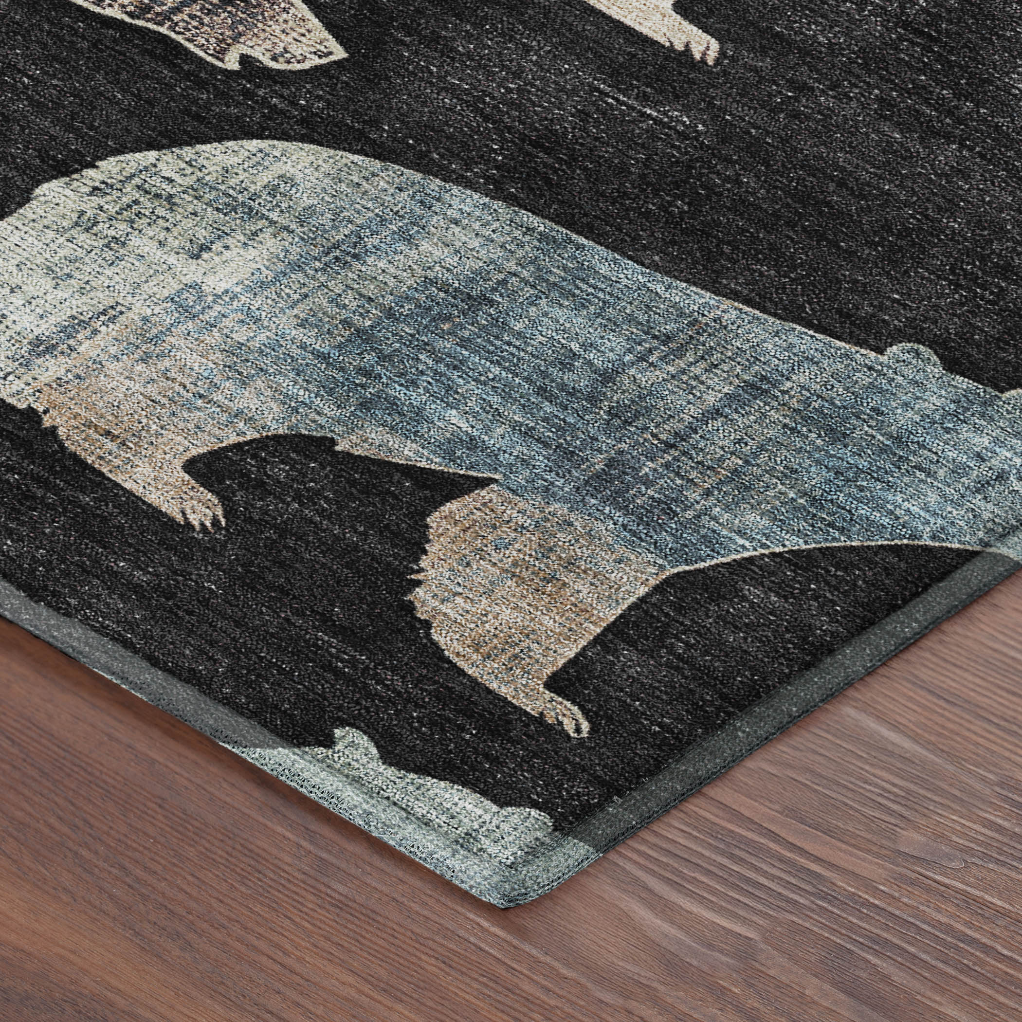 Porto Machine Washable Transitional Black Rug 1'8" x 2'6" #shape_Rectangle
