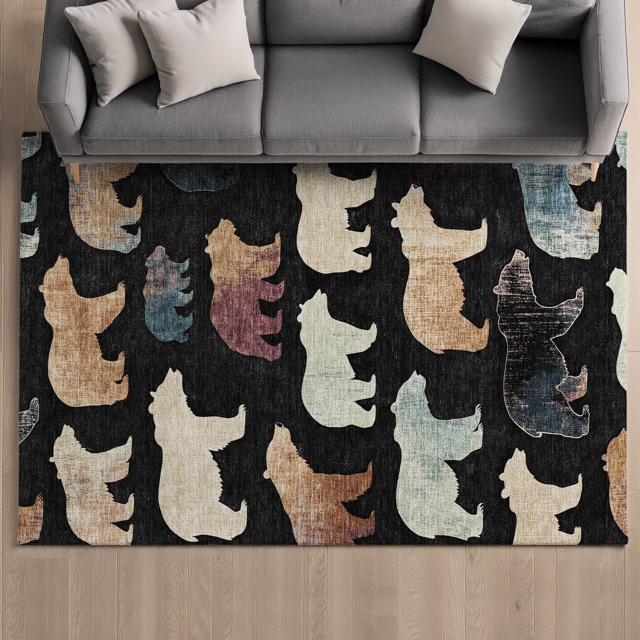 Porto Machine Washable Transitional Black Rug 3' x 5' #shape_Rectangle