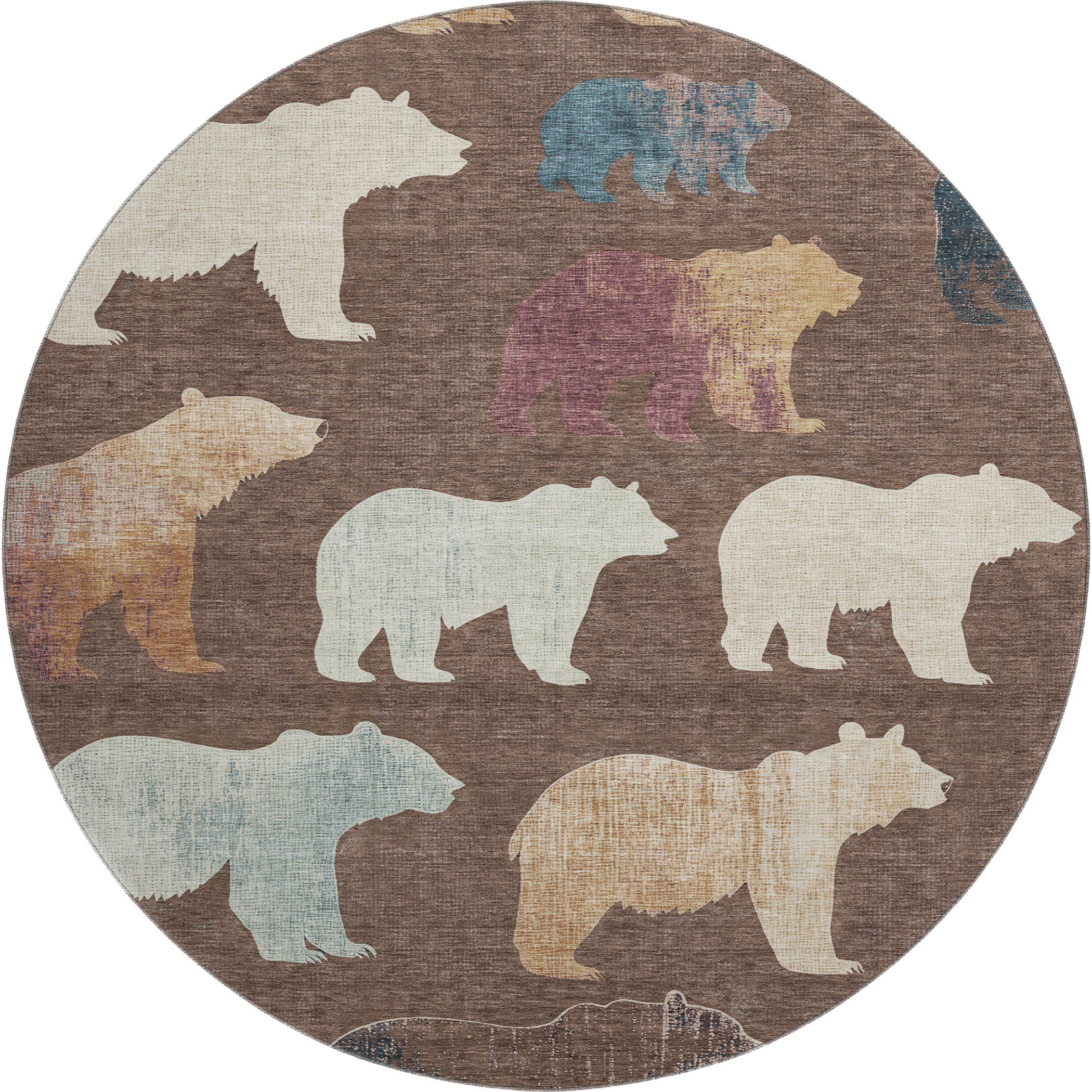 Porto Machine Washable Transitional Chocolate Brown Rug 8' x 8' #shape_Round