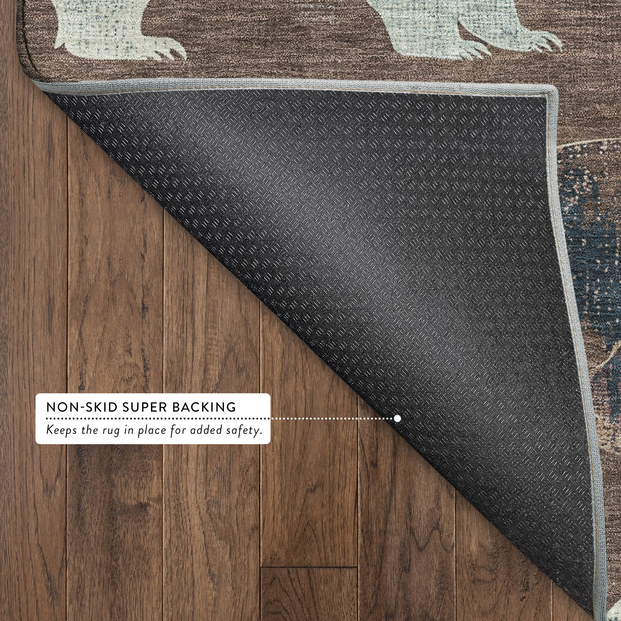Porto Machine Washable Transitional Chocolate Brown Rug 1'8" x 2'6" #shape_Rectangle