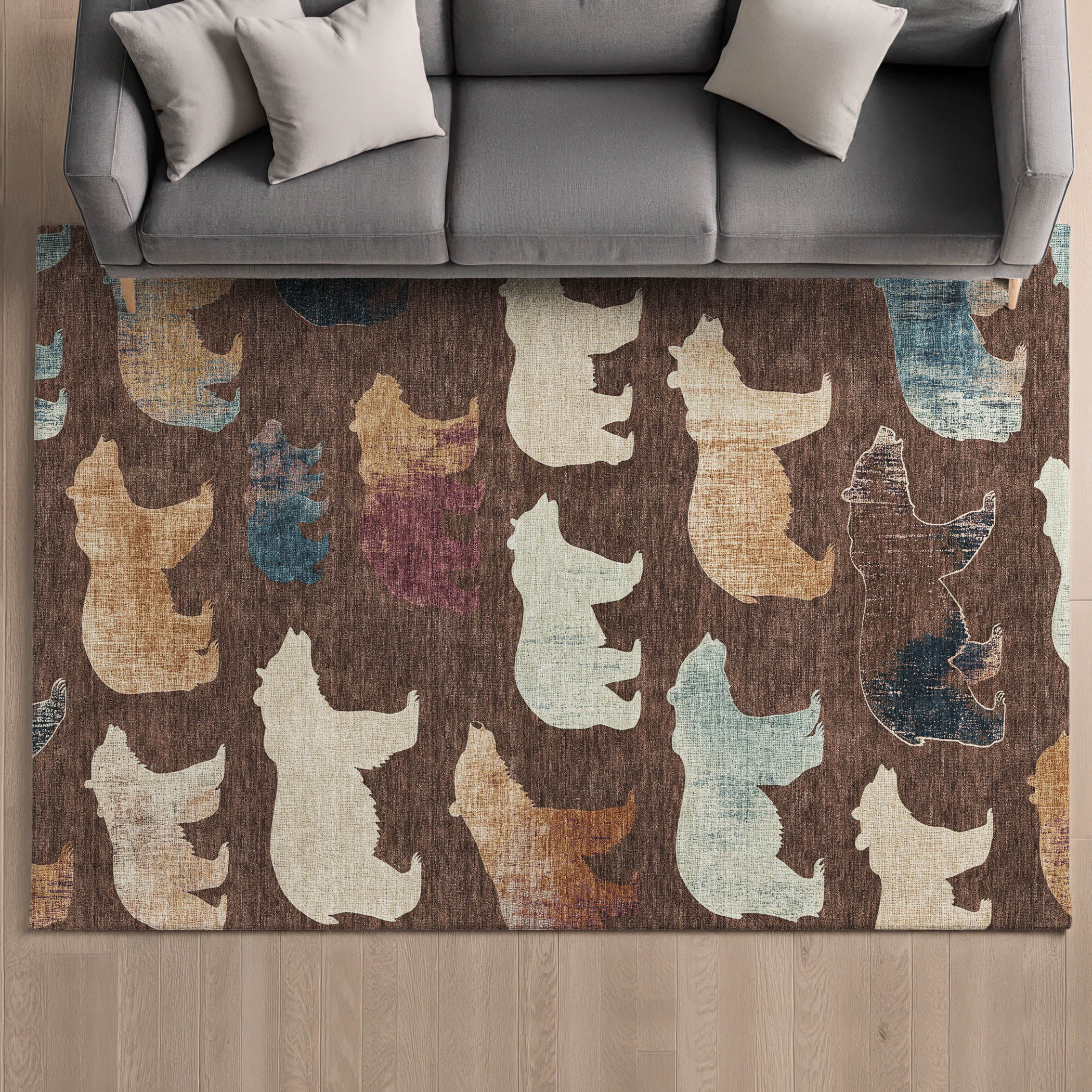 Porto Machine Washable Transitional Chocolate Brown Rug 3' x 5' #shape_Rectangle