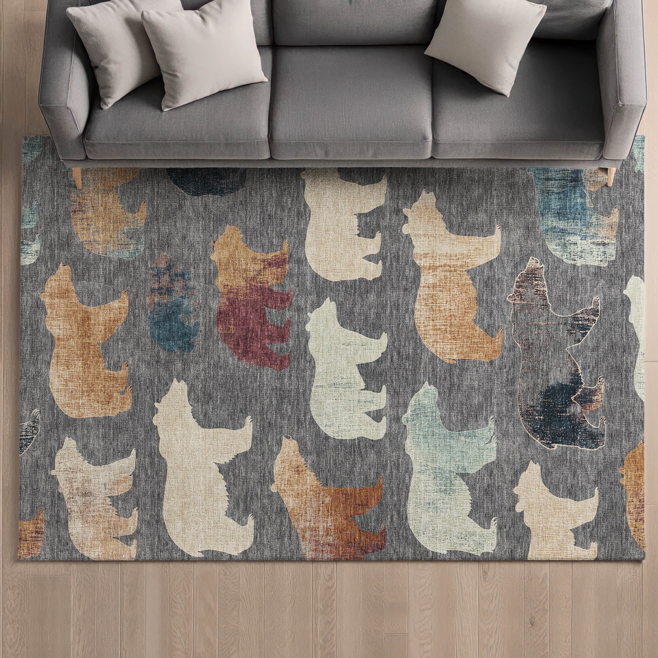 Porto Machine Washable Transitional Gray Rug 3' x 5' #shape_Rectangle