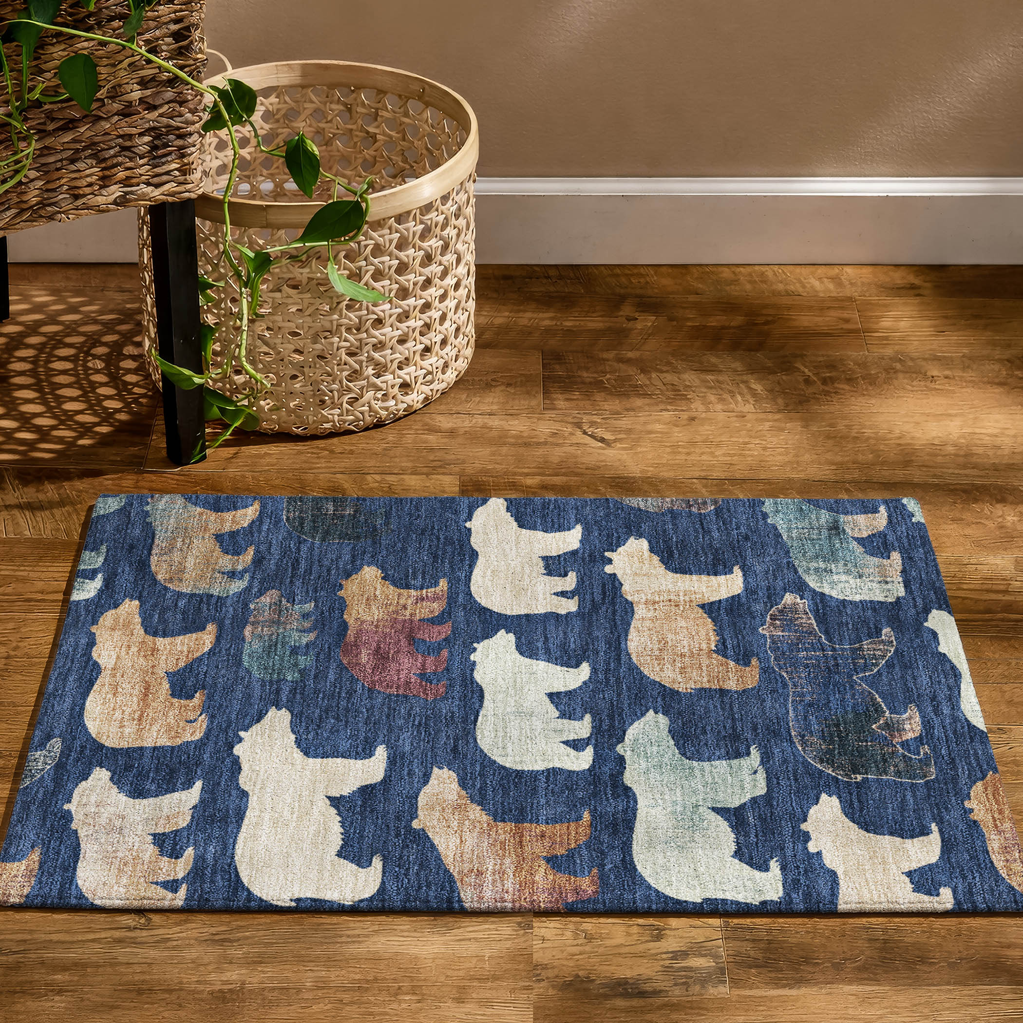 Porto Machine Washable Transitional Navy Blue Rug 1'8" x 2'6" #shape_Rectangle